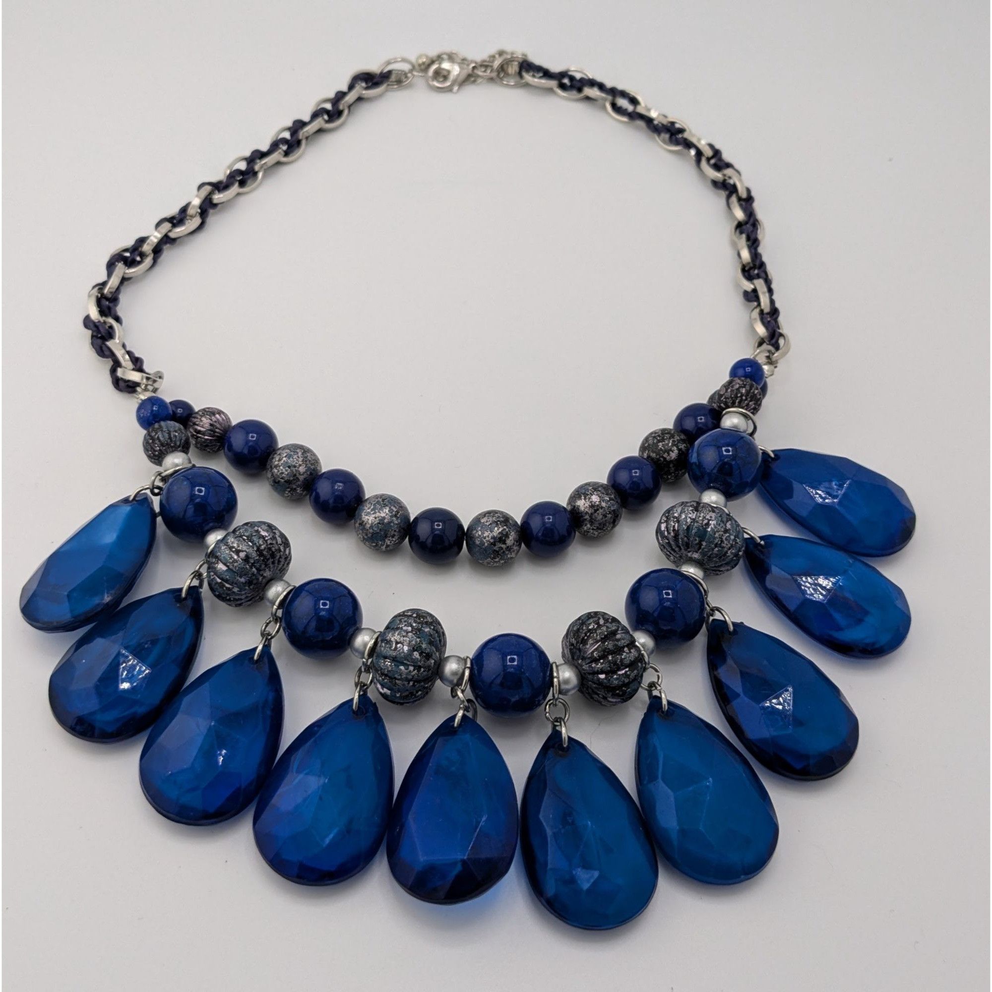 Other Y2K Chunky Glam Blue And Silver Tone Layered Beaded Necklace Size ONE SIZE - 5 Thumbnail