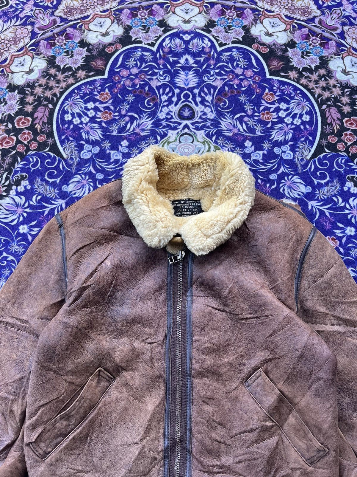 Avirex Distressed Type B-3 Leather Sherpa Shearling Flying Jacket Size US L / EU 52-54 / 3 - 3 Thumbnail