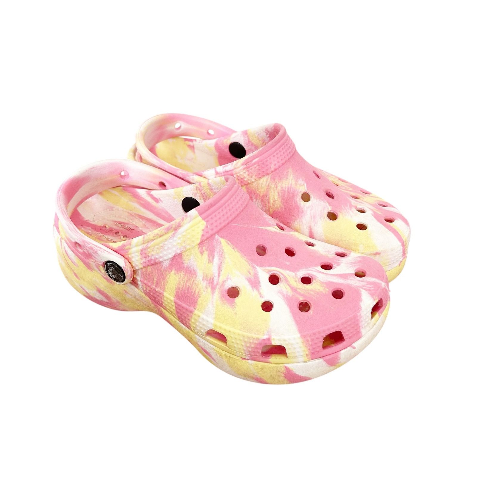 Crocs Crocs Platform Marbled Tie Dye Pink Yellow Clogs Sz 5 Size US 5 / IT 35 - 1 Thumbnail