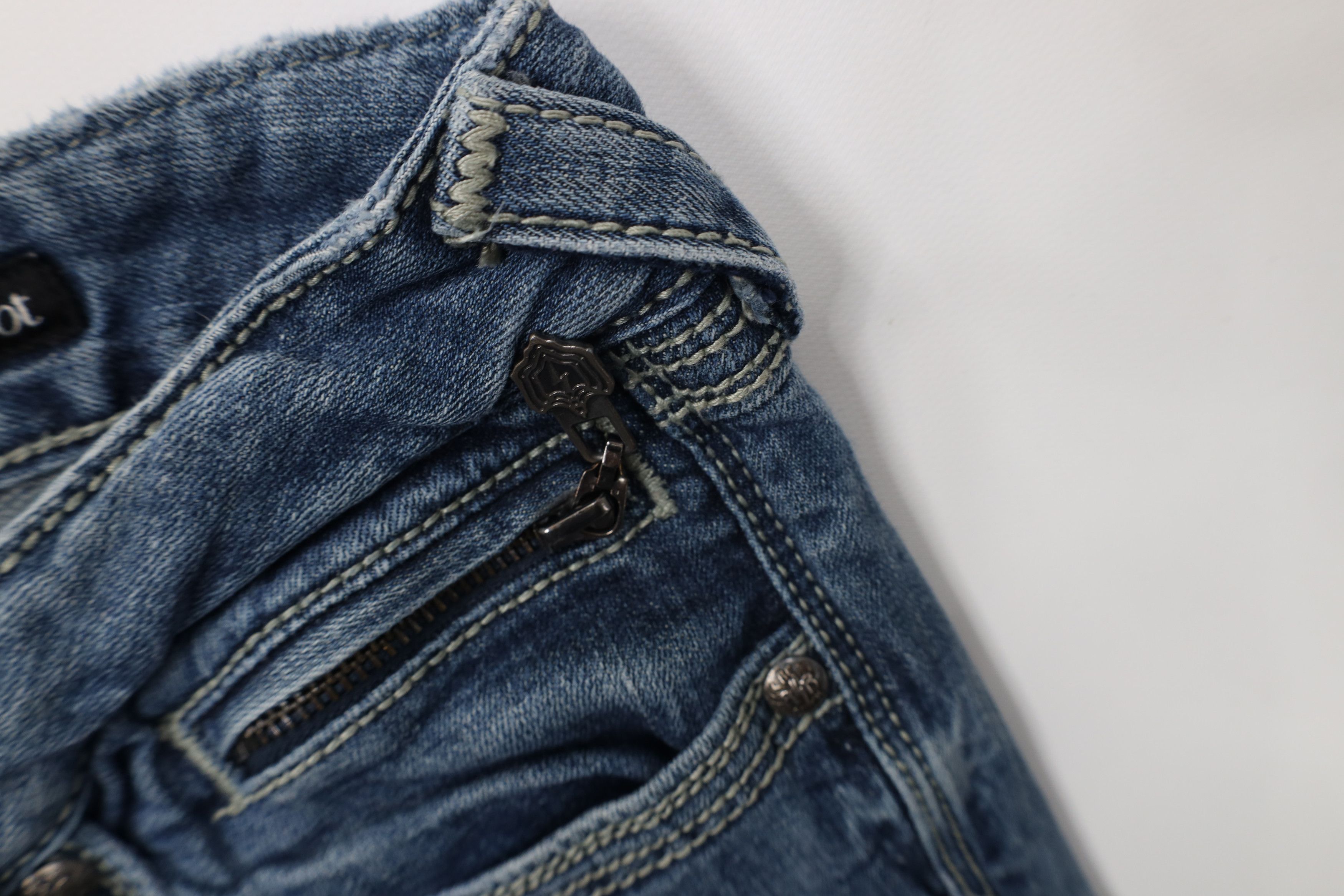 Express Y2K Express ReRock Stitch Flared Boot Cut Denim Jeans Blue Size 30" / US 8 / IT 44 - 9 Thumbnail
