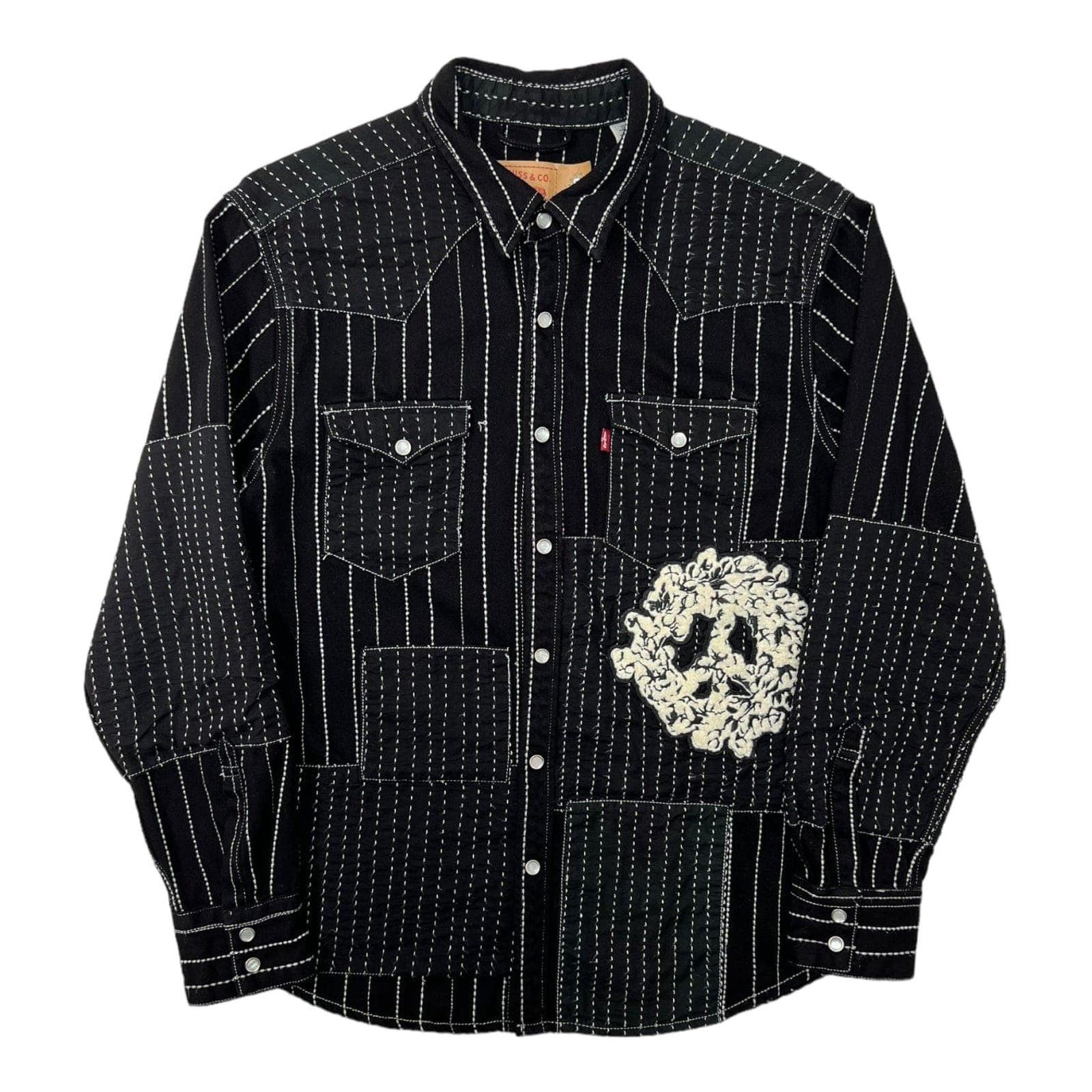 DENIM TEARS Denim Tears Peace Patchwork Button Up Flannel | Grailed