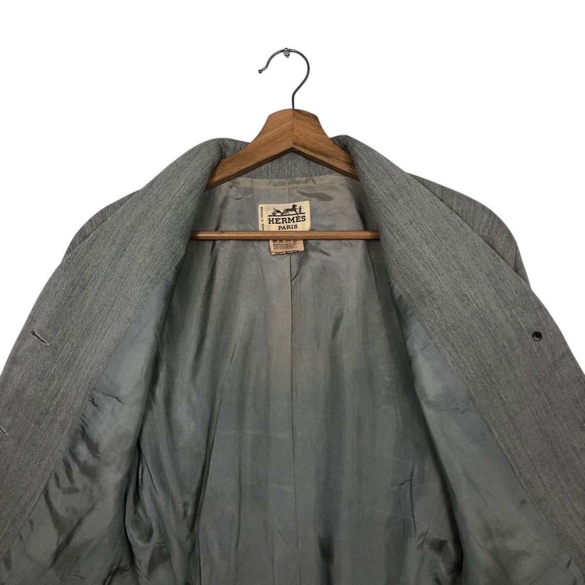 Hermes 🔥VINTAGE CROPPED BUTTON JACKET HERMES PARIS RICH GREY Size S / US 4 / IT 40 - 16 Thumbnail