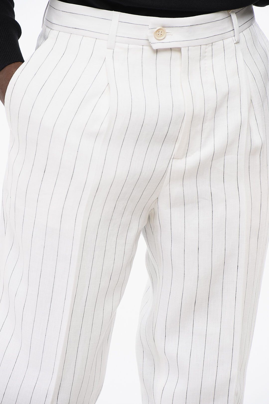 Brunello Cucinelli og1mm0825 Single-pleated Linen Pant in White Size US 38 / EU 54 - 2 Thumbnail