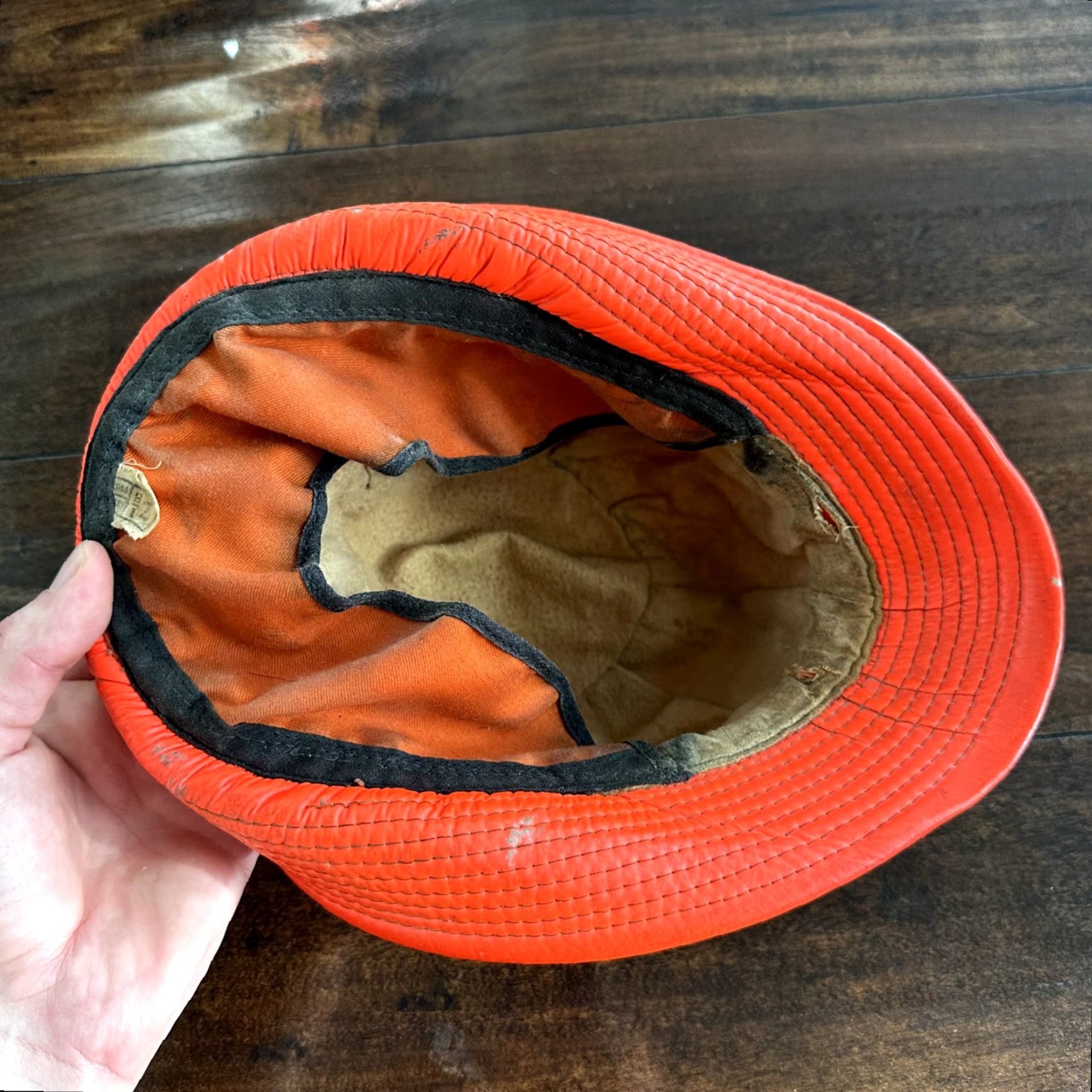 VINTAGE Fisherman Hunting Hat Cap Bucket Orange 7 1/8 WWII 50s 60s Mens Bucket Hat Orange Hunting 7 1/8 Vintage