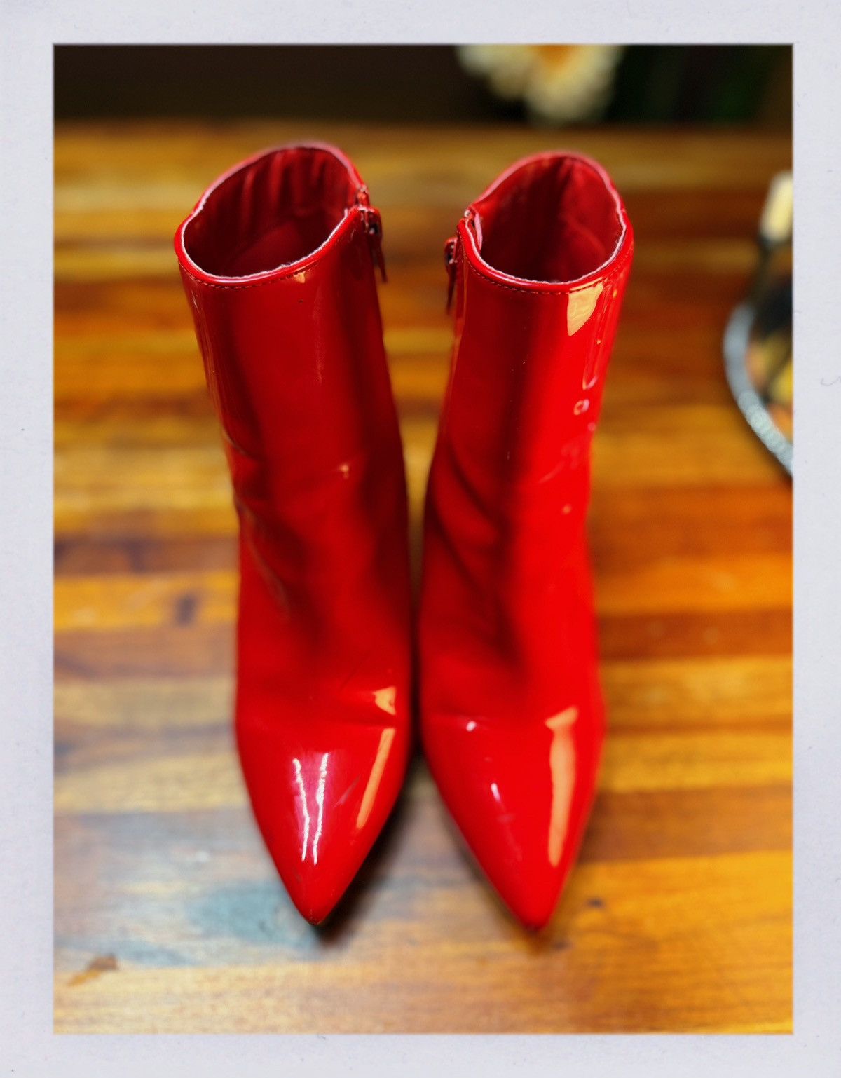United Bamboo BAMBOO Red Patent Leather Ankle Boots Size US 8.5 / IT 38.5 - 3 Thumbnail