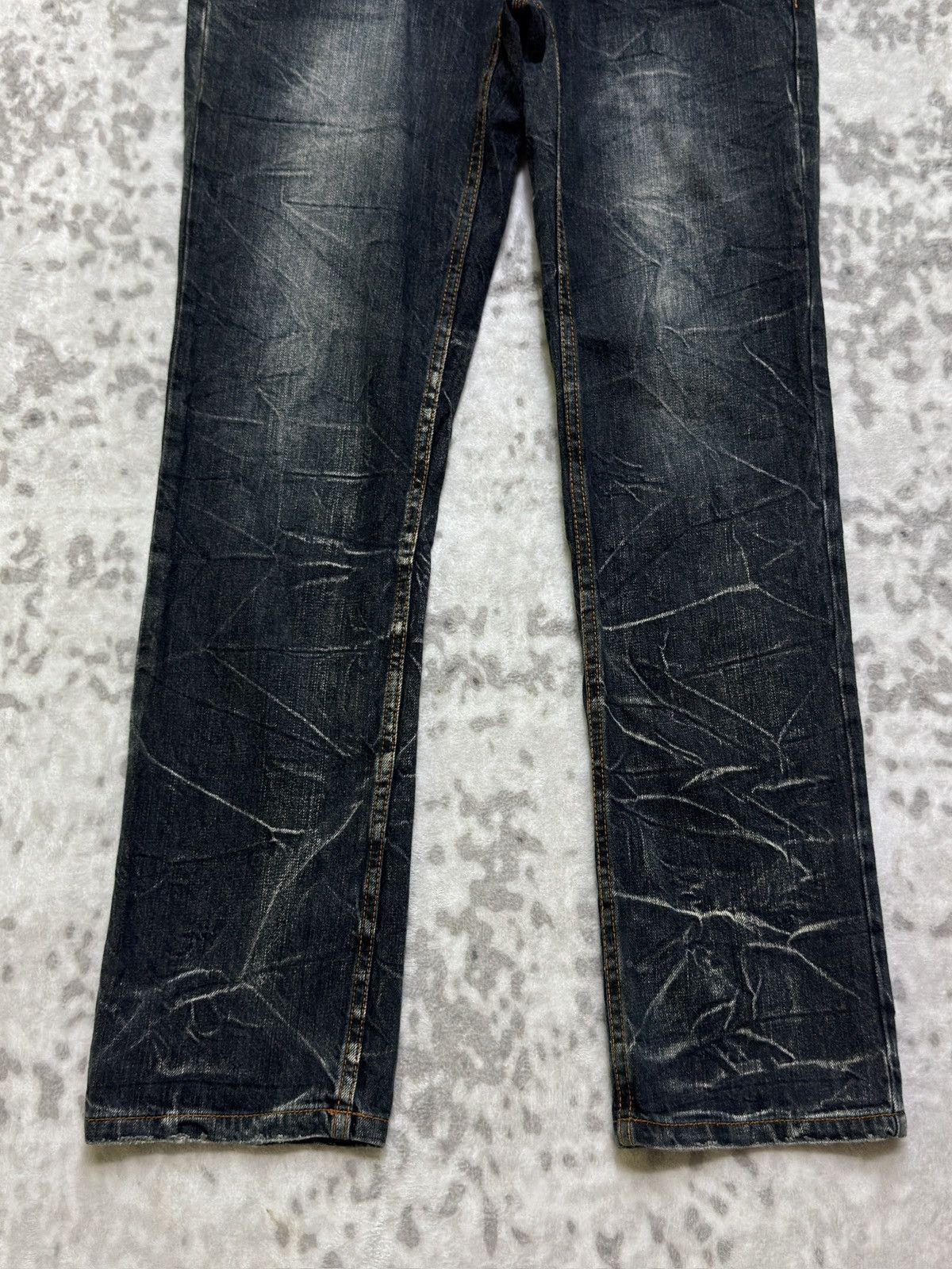Japanese Brand Nylaus Clothing Y2K Double Waist Acid Wash Whiskered Jeans Size US 30 / EU 46 - 6 Thumbnail