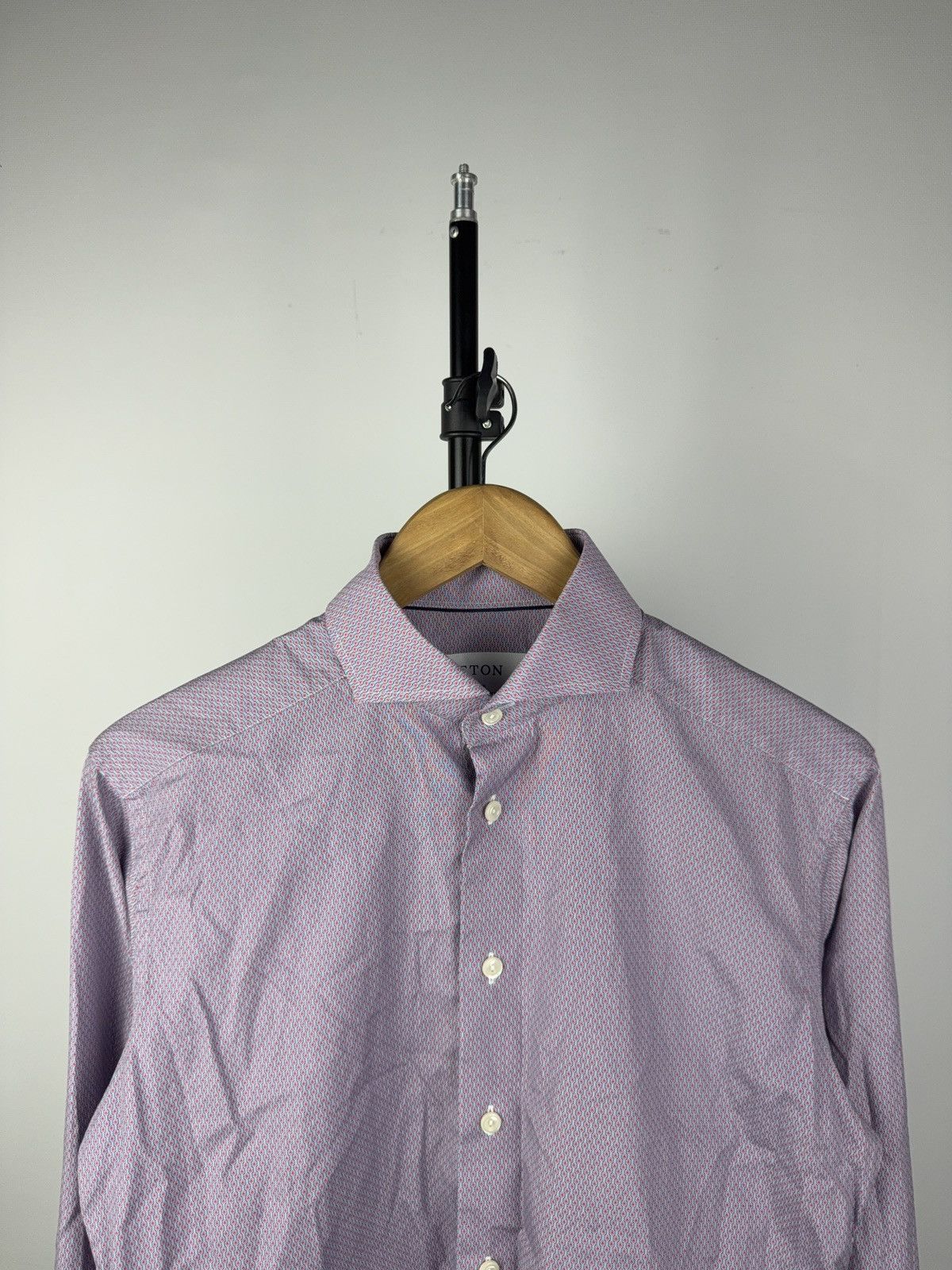 Designer × Eton Eton Slim Fit Micro Pattern Shirt Purple Red 15/38 Cotton Size US S / EU 44-46 / 1 - 2 Thumbnail