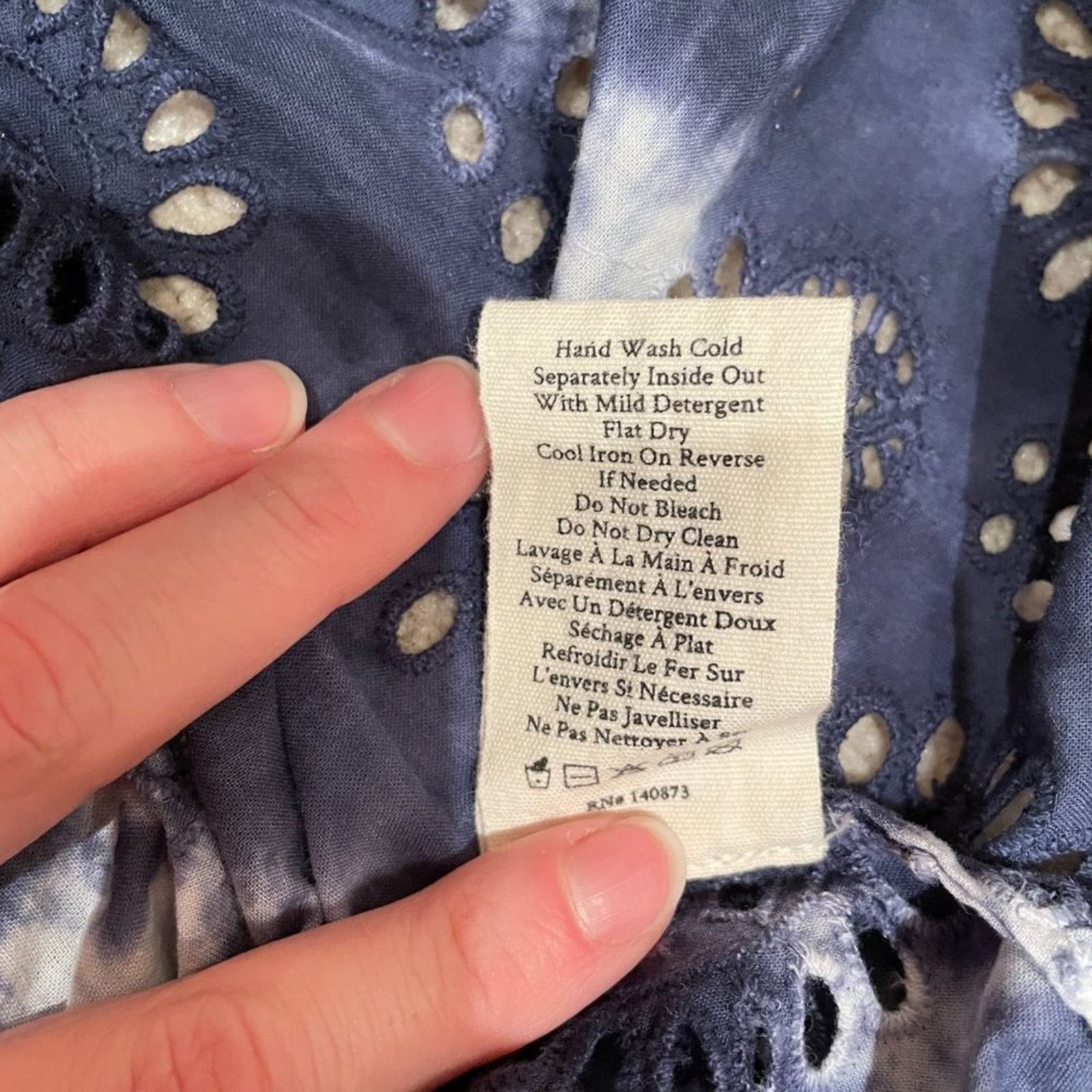LoveShackFancy NEW LoveShackFancy Elspeth Dress in Midnight Hand Dye Blue Size L / US 10 / IT 46 - 11 Thumbnail