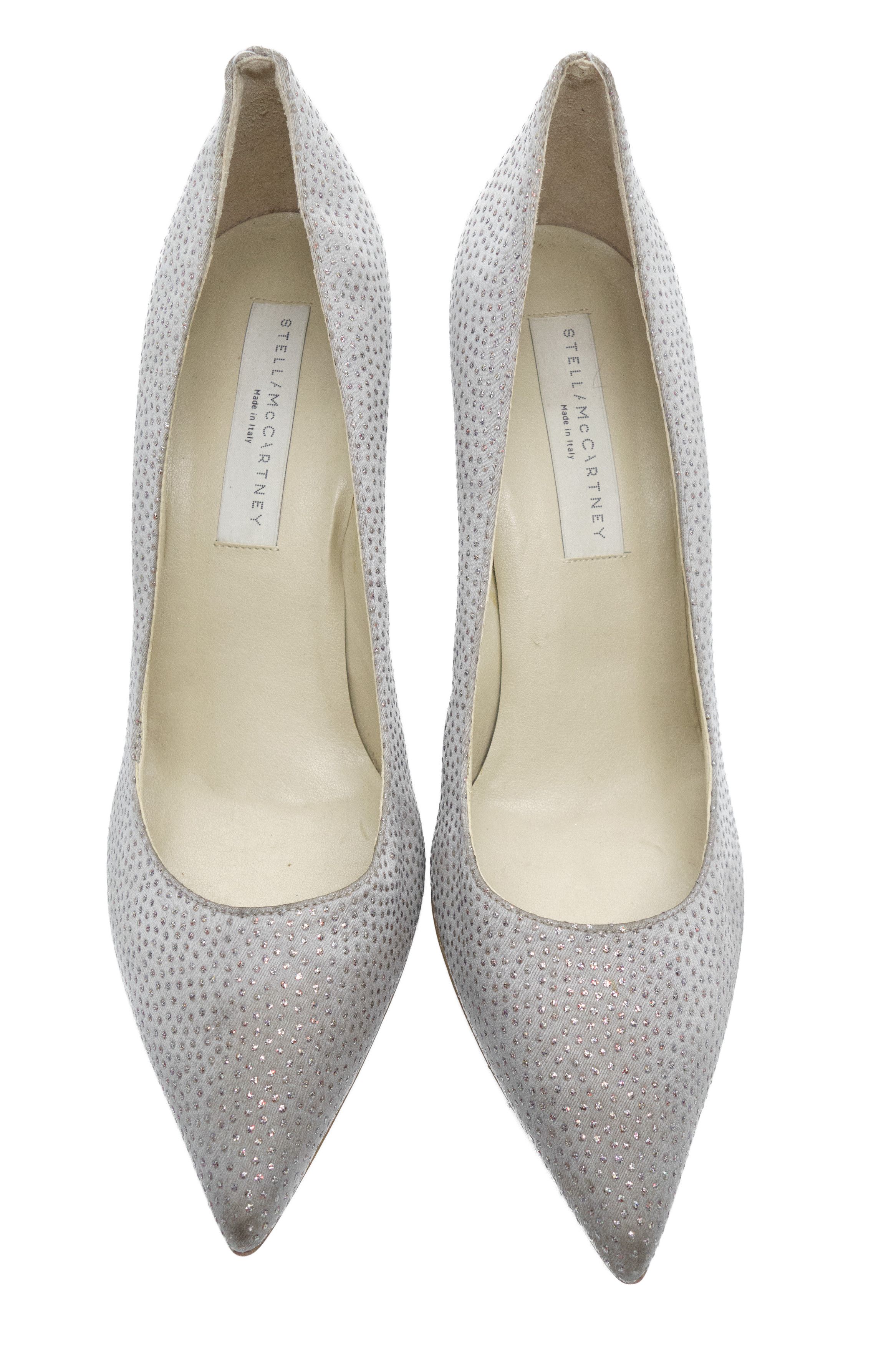 Stella McCartney Satin Glitter Accent Platform Pumps Pointed Toe Size US 9 / IT 39 - 4 Thumbnail
