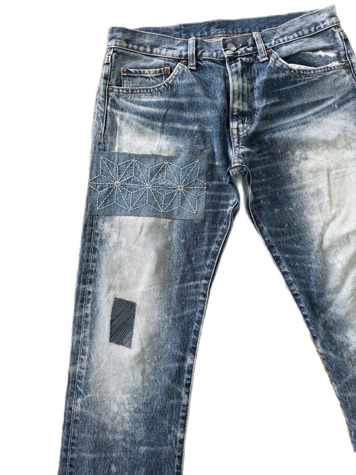If Six Was Nine Japan Brand RNA Denim Distress Custom Patch Sashiko Style Size US 31 - 2 Thumbnail