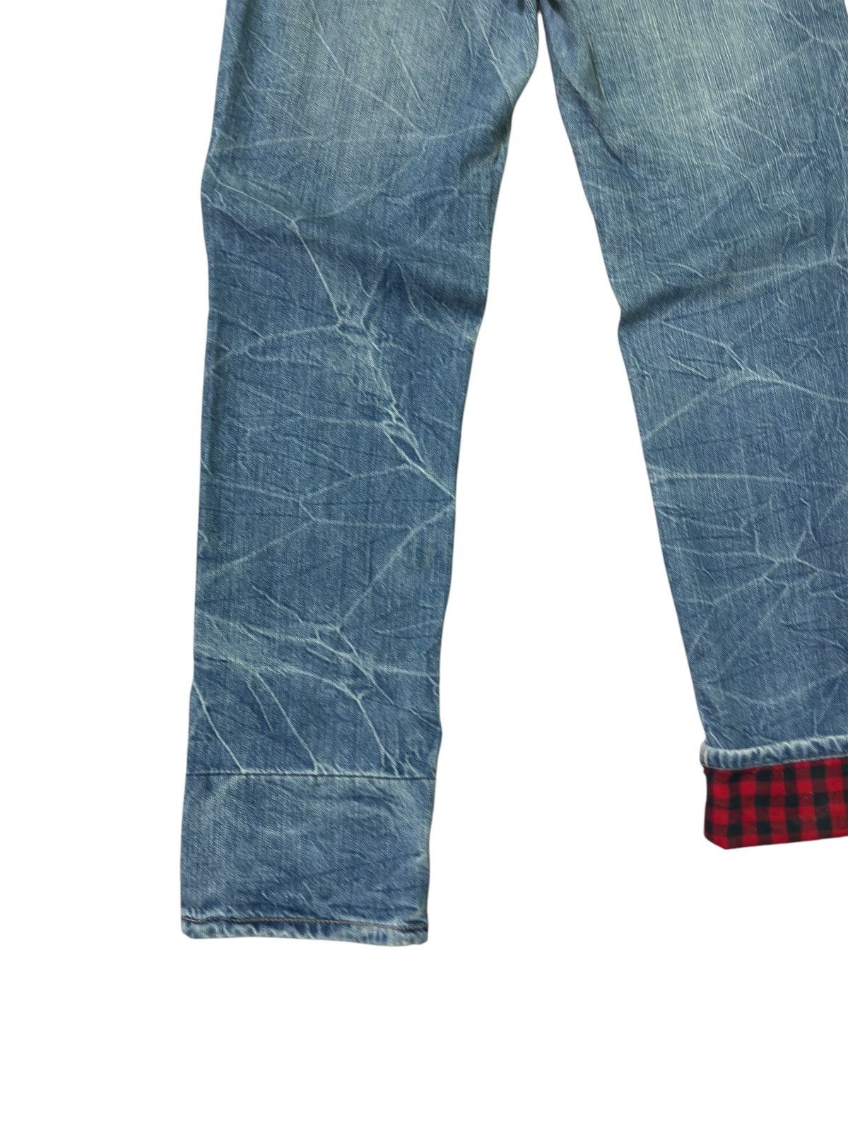 Japanese Brand Distressed Plaid Tartans Junya Watanabe Denim Jeans Size US 31 - 15 Thumbnail