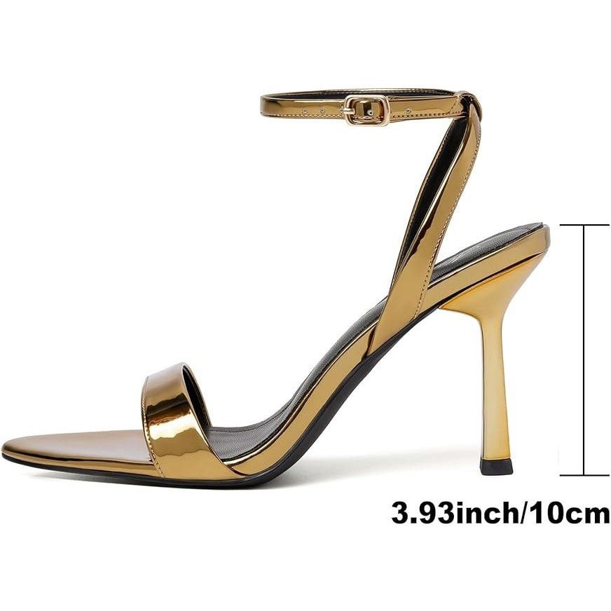 Other Mostrin Women's Gold 4" Heel Open Toe Ankle Strap Sandals 7 Size US 7 / IT 37 - 6 Thumbnail