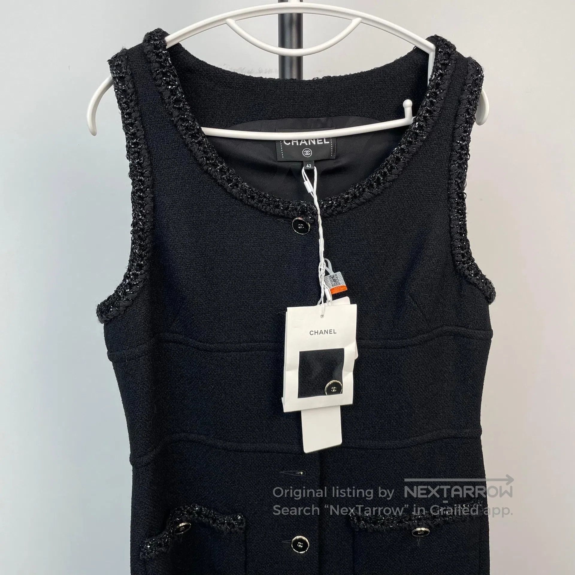 Chanel Chanel Black Button Weaving Dress| Size M / US 6-8 / IT 42-44 - 9 Thumbnail