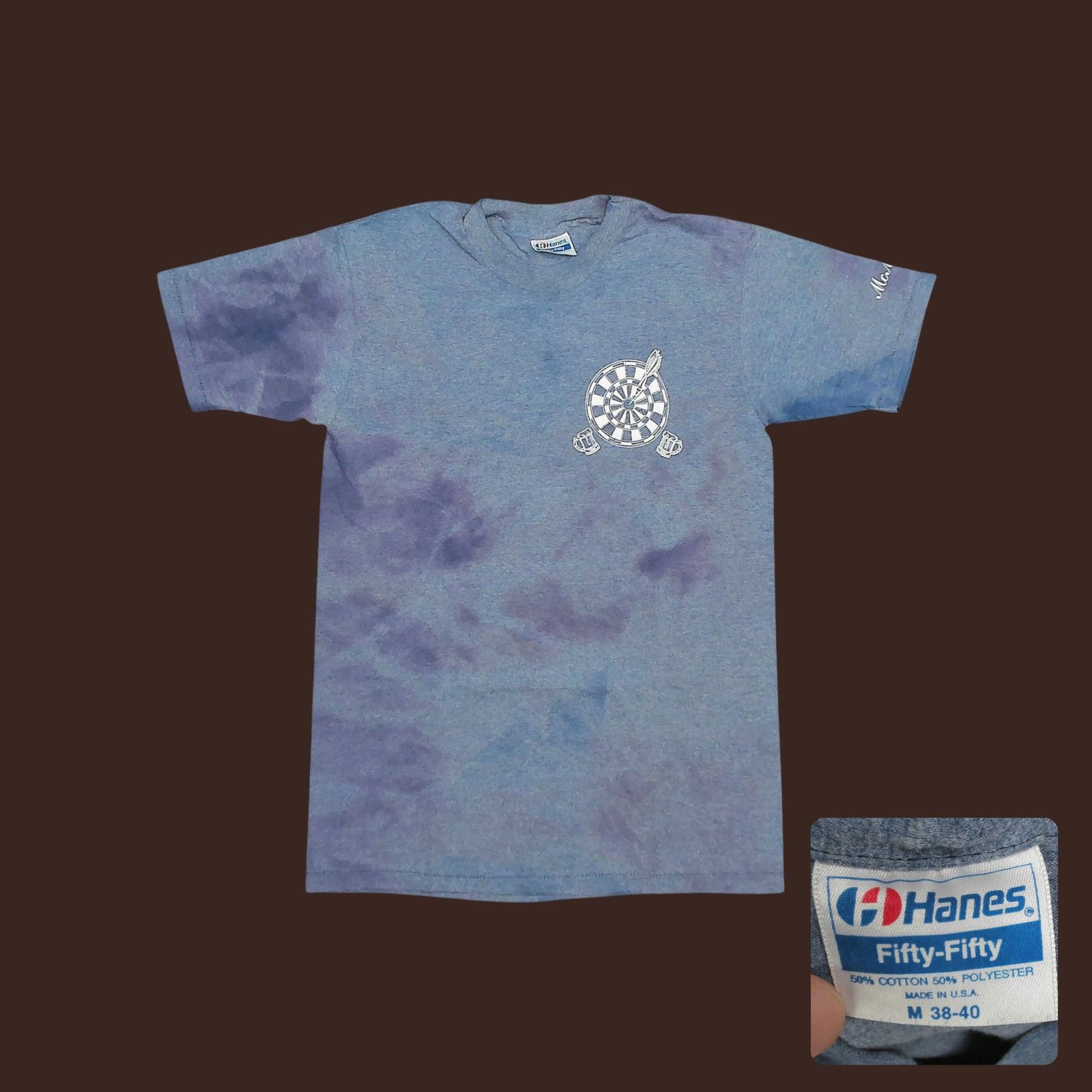 Hanes Hanes 80s Blue Bar Single Stitch Tie-Dye Darts Tee Slim M Size US M / EU 48-50 / 2 - 1 Thumbnail