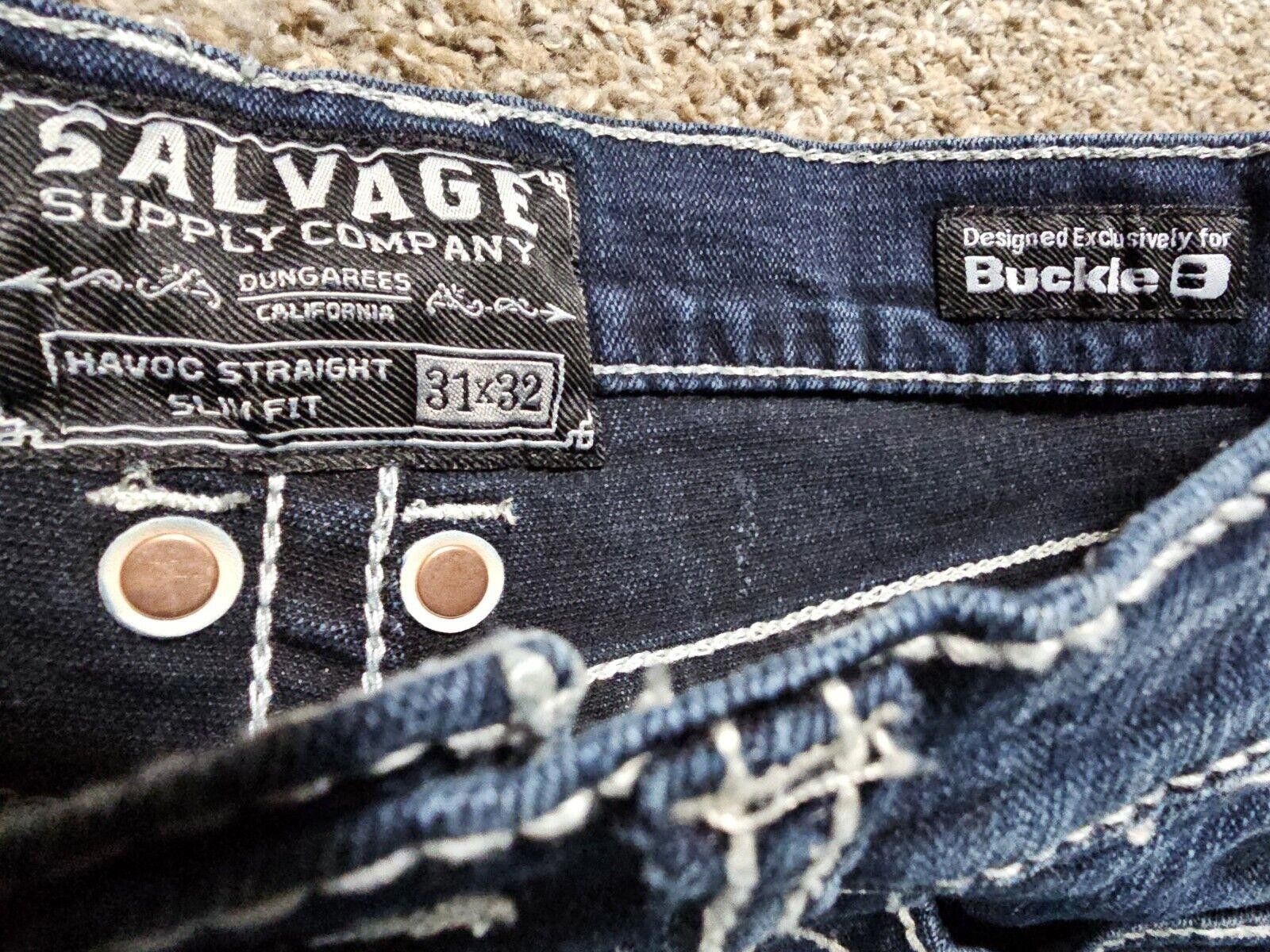 Salvage BUCKLE BKE Dungarees Salvage 31x32 HAVOC Straight Slim Fit Size US 31 - 4 Thumbnail