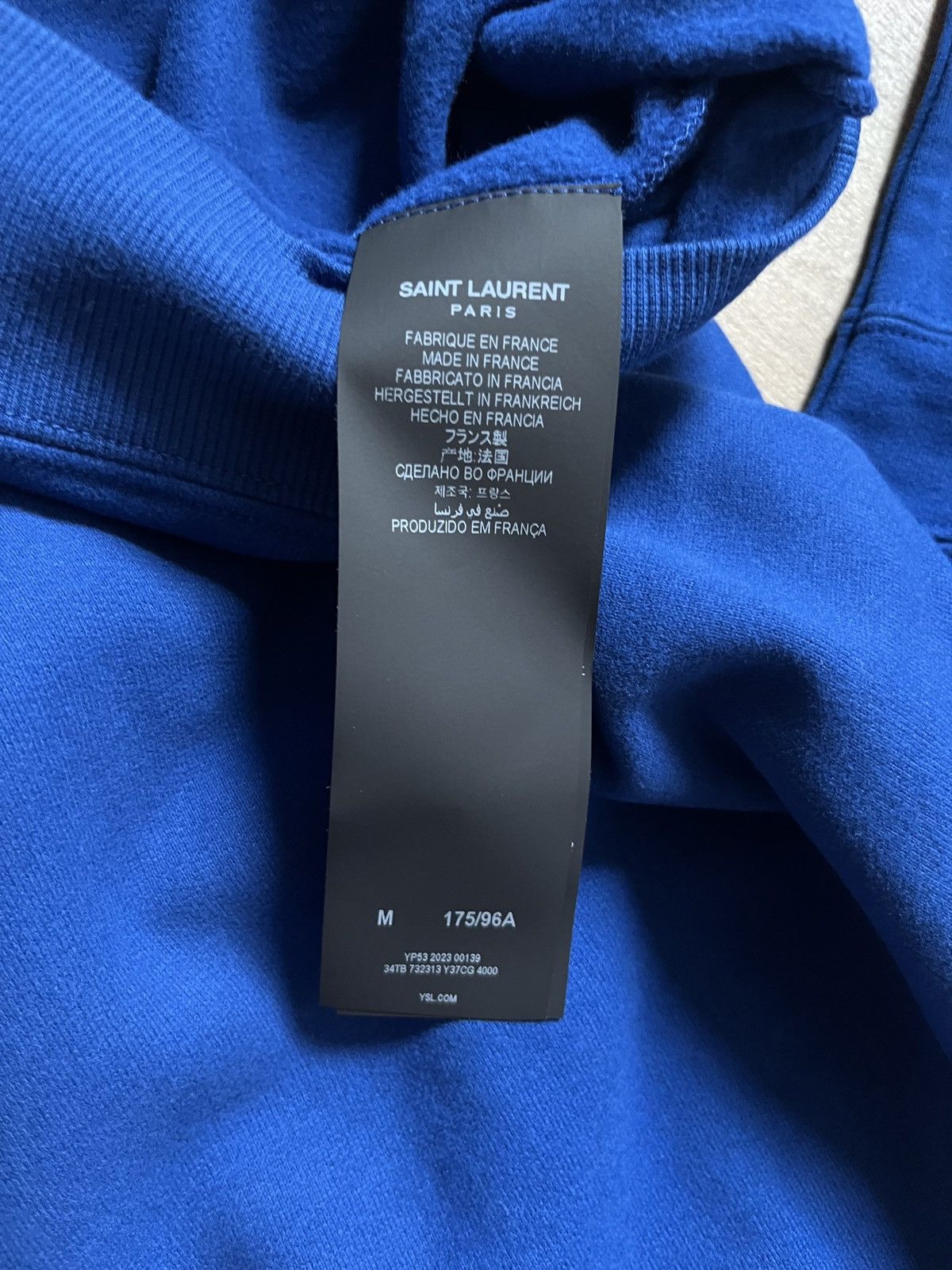 Saint Laurent Paris Saint Laurent Embroidered Hoodie Blue Size US M / EU 48-50 / 2 - 5 Thumbnail