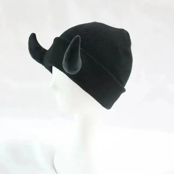 Japanese Brand Devil Horn Hat Halloween Soft Knitted Beanie Size ONE SIZE - 3 Thumbnail