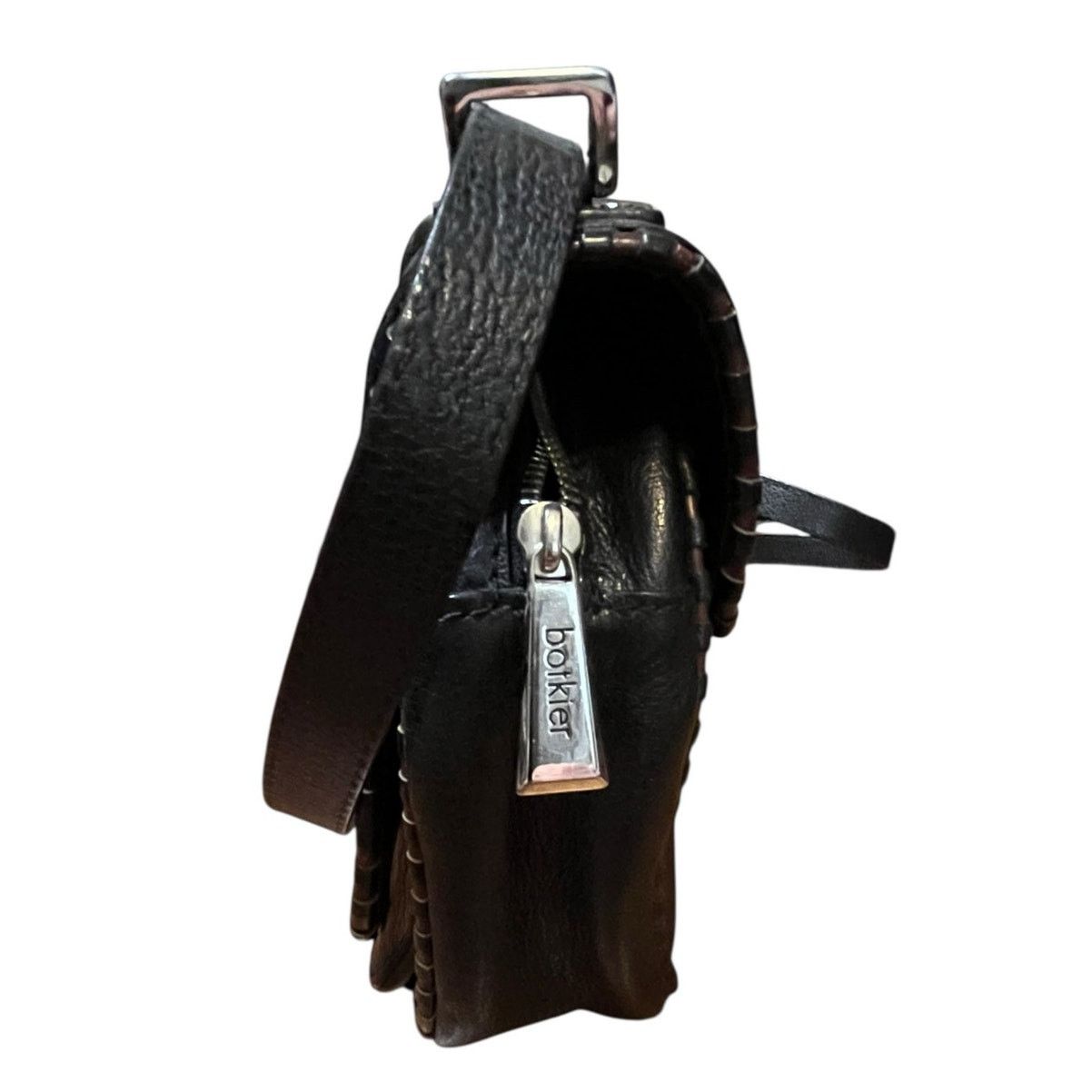 Vintage Botkier black leather crossbody bag brown trim Flap closure Size ONE SIZE - 11 Thumbnail