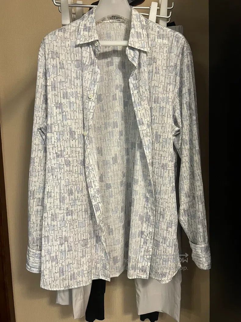 Hermes Hermes size 39 Men's cotton shirt with logo all-over print Size US S / EU 44-46 / 1 - 1 Thumbnail