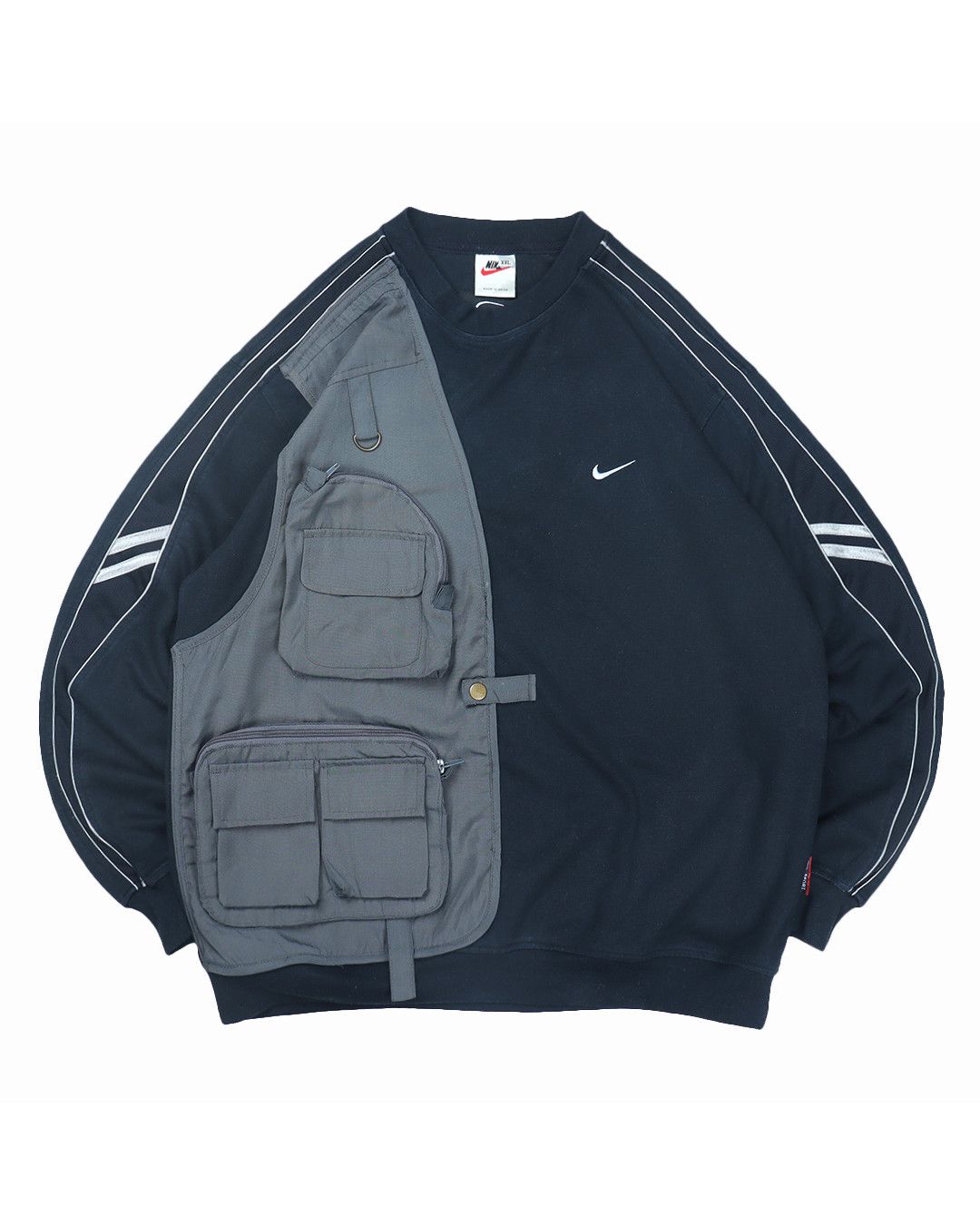 Nike Reworked Nike Mini Swoosh Tactical Crewneck Black/Grey | Grailed