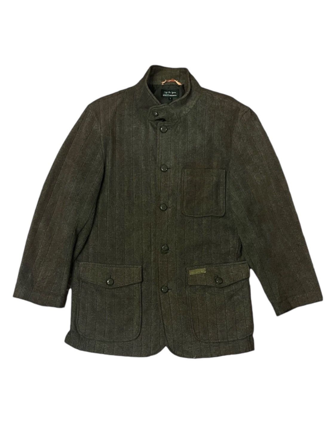 If Six Was Nine Vintage Kansai Yamamoto Pinstripe Wool Stand CollarJacket Size US M / EU 48-50 / 2 - 1 Thumbnail