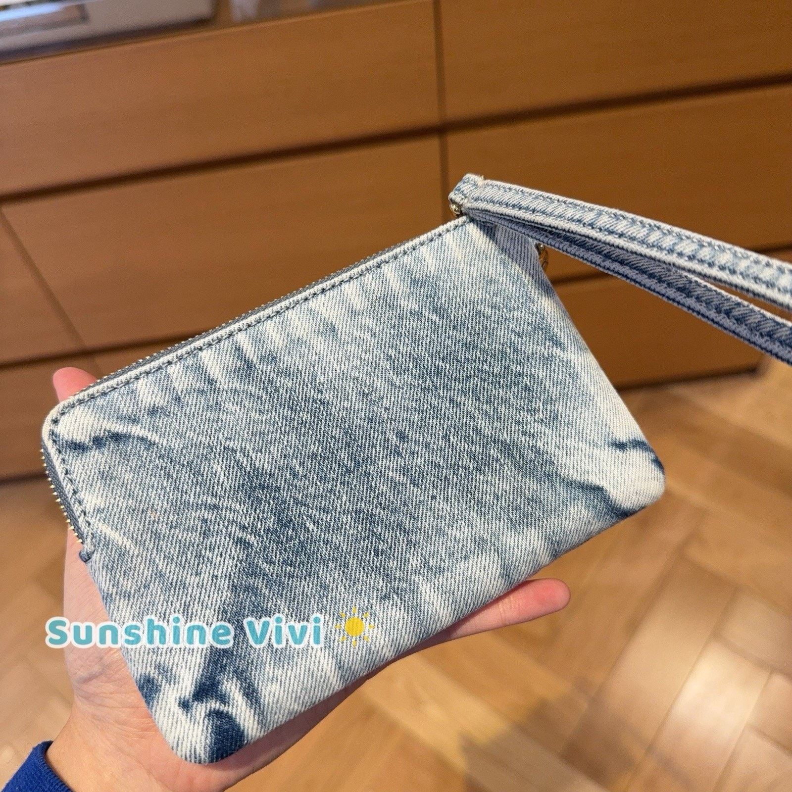 Coach NWT Coach Corner Zip Wristlet Loved Denim With Charms CEF82 Size ONE SIZE - 5 Thumbnail