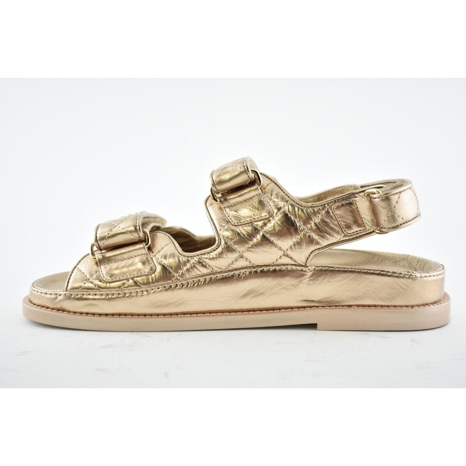 Chanel Chanel 21C Bronze Quilted Chain CC Logo Mule Slide Strap Size US 10 / IT 40 - 9 Thumbnail