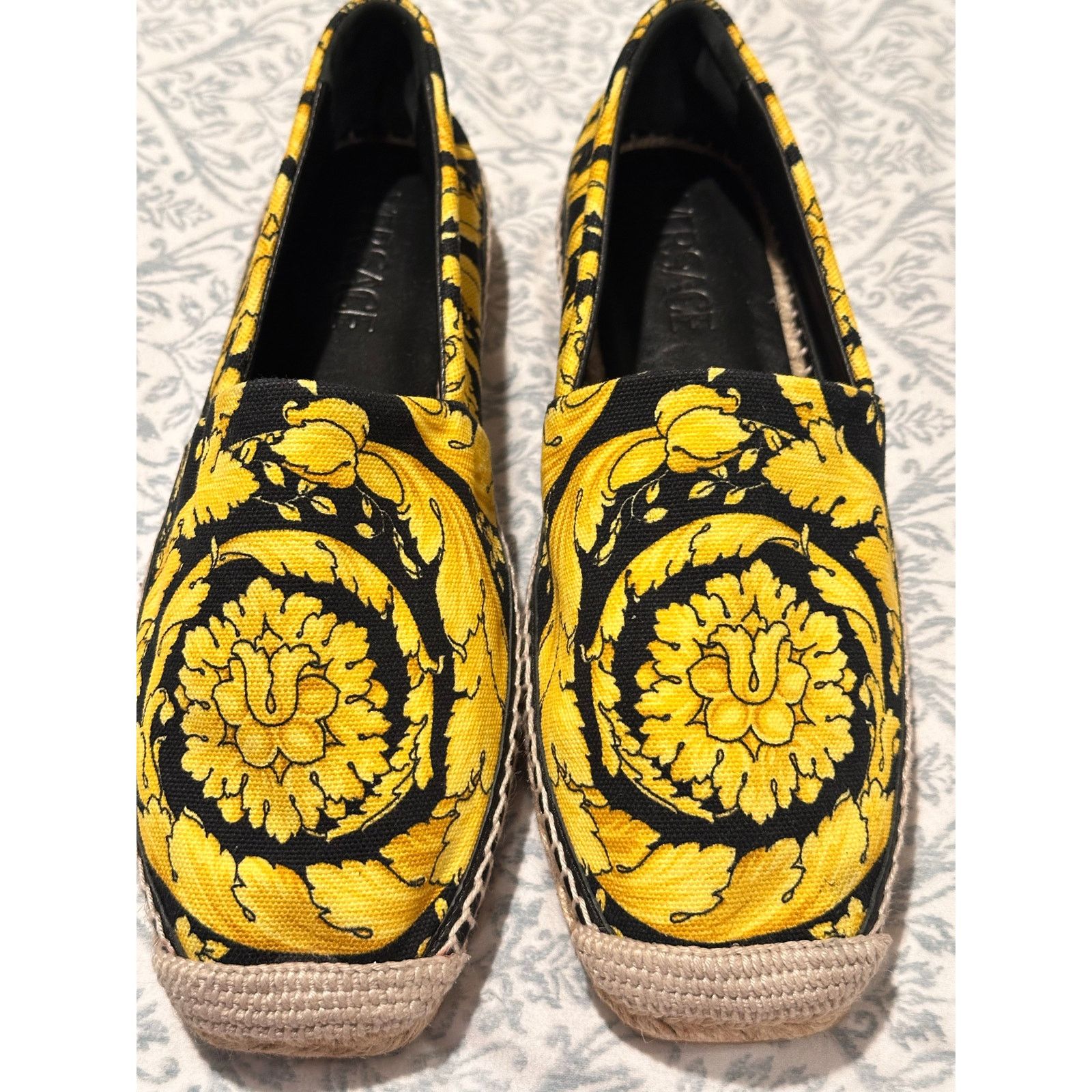 Versace Versace Barocco Print Canvas Espadrilles sz38.5 Size US 7.5 / IT 37.5 - 1 Thumbnail