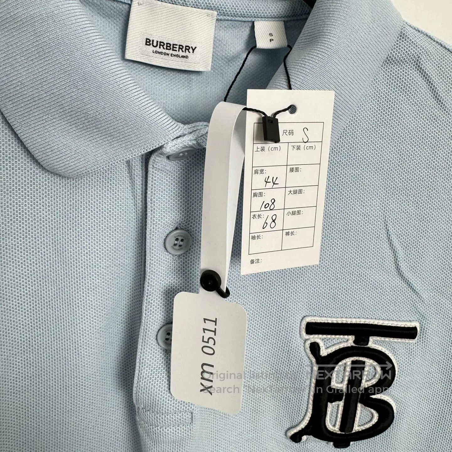 Burberry Burberry Sky Blue TB Logo Polo Shirt. Size US S / EU 44-46 / 1 - 3 Thumbnail