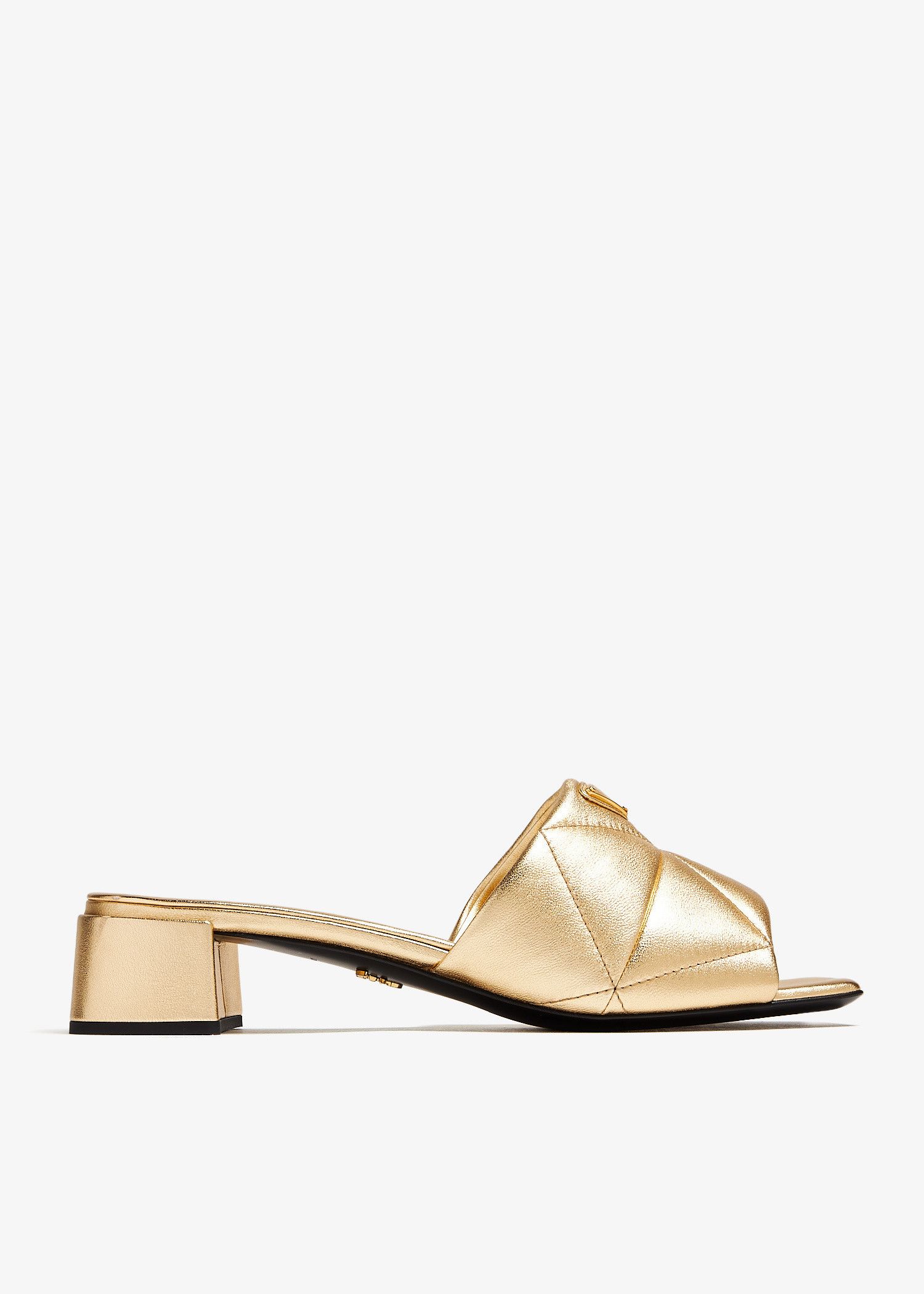 Prada oc11z0625 Quilted Nappa Slides Sandals in Gold Size US 11 / IT 41 - 1 Thumbnail
