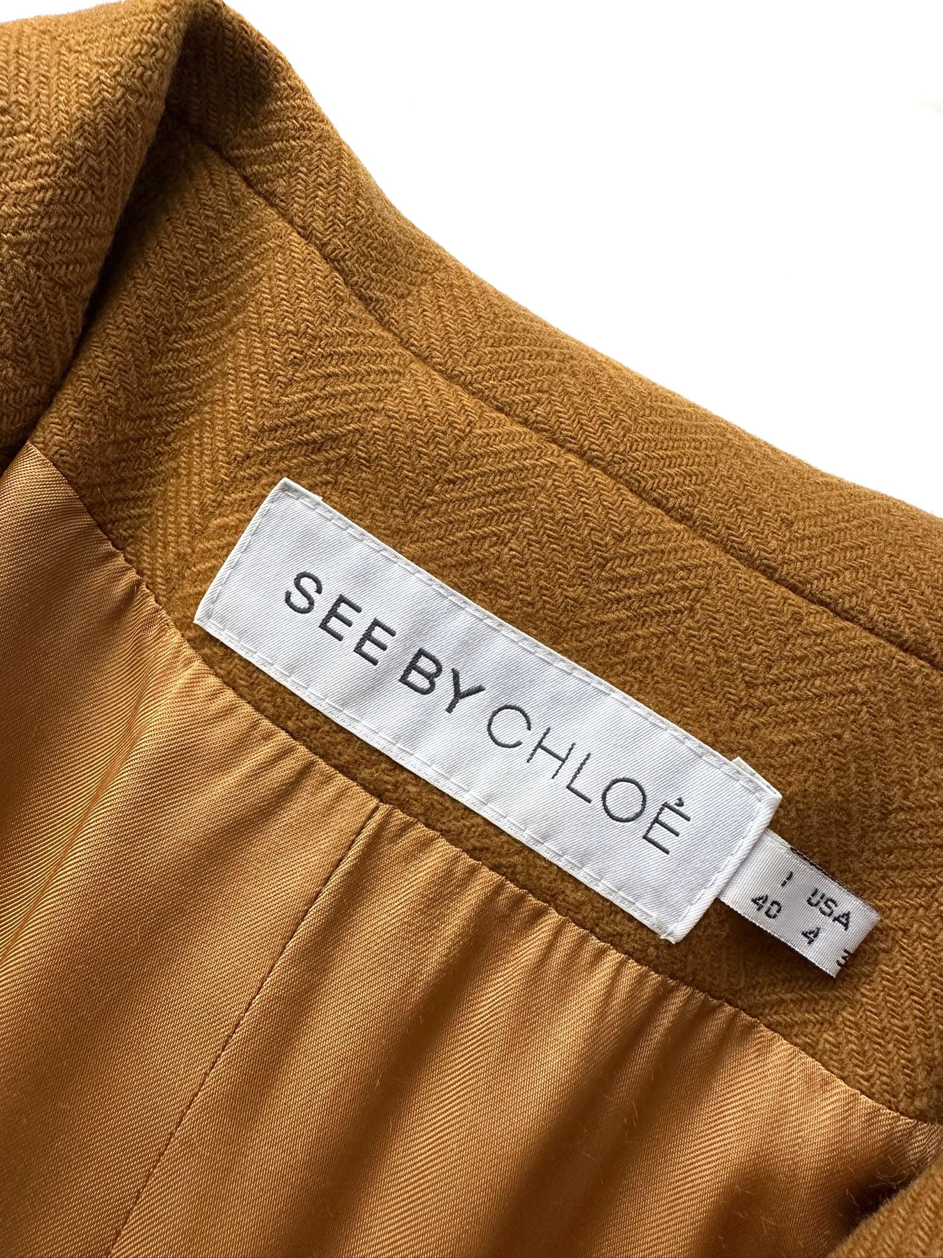 See by Chloe SEE BY CHLOE mustard wool tweed oversized coat Size XS / US 0-2 / IT 36-38 - 2 Thumbnail