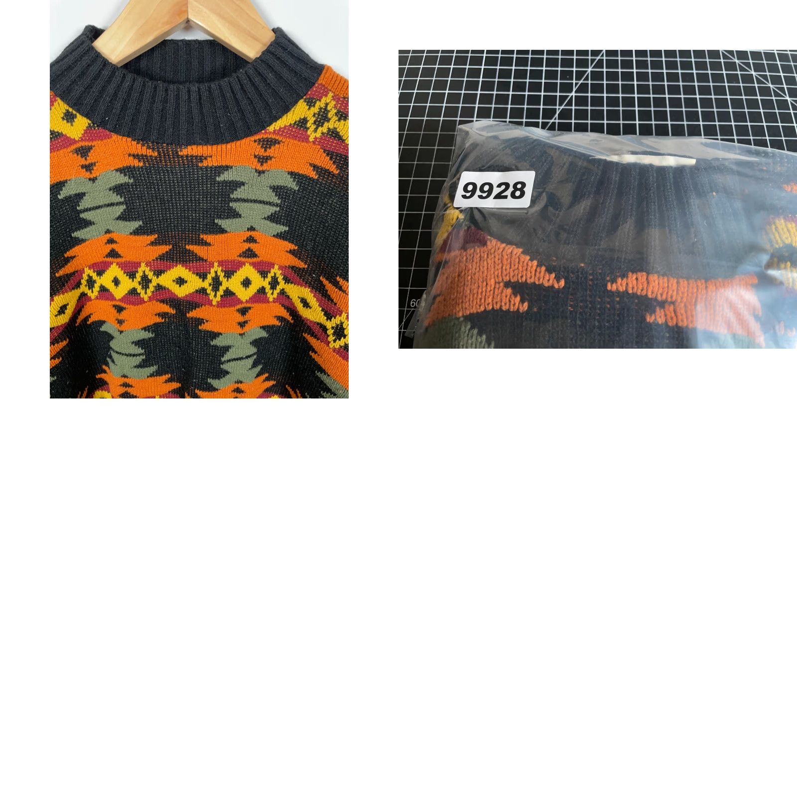 Vintage VINTAGE 80s Southwestern Pattern Sweater Women's M Black Orange Aztec Tribal Crew Neck Pullover Knit Geometric Casual Size M / US 6-8 / IT 42-44 - 9 Thumbnail