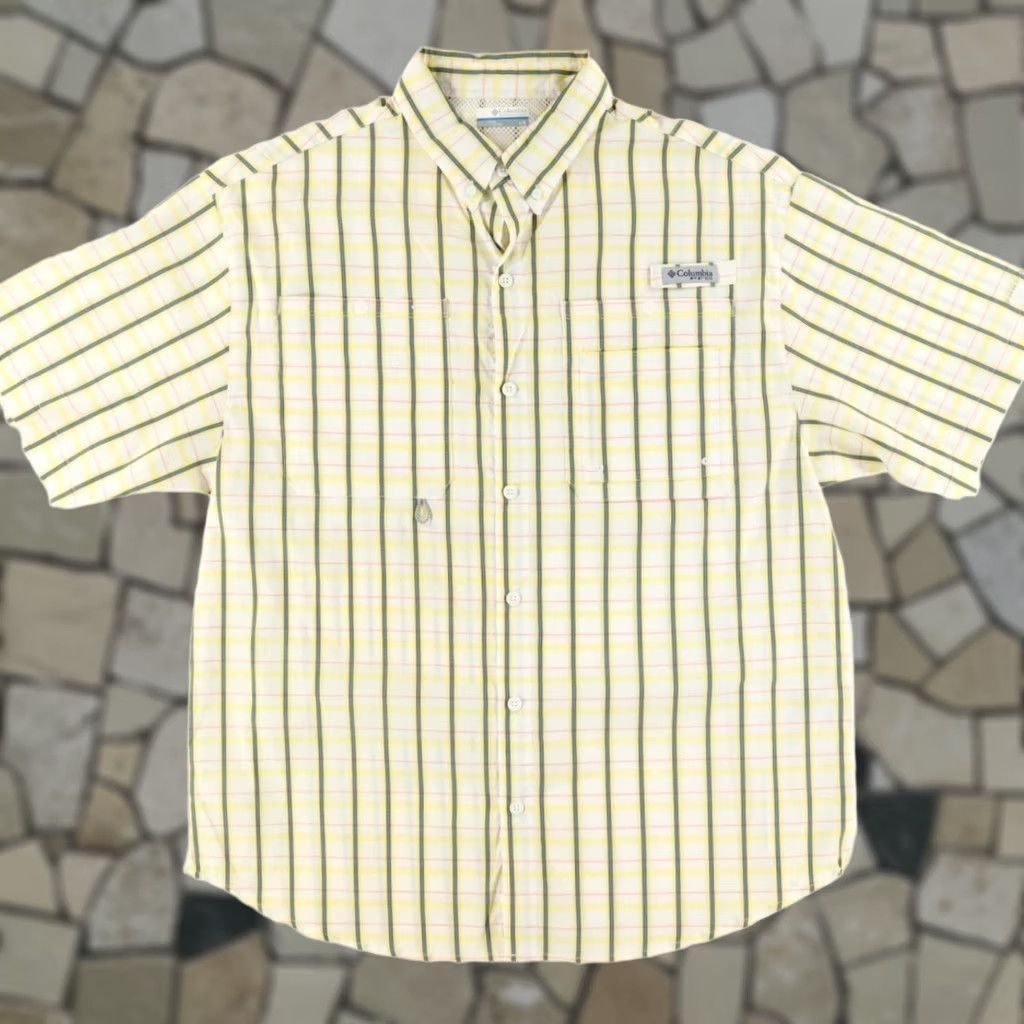 Vintage Columbia PFG Fishing Polyester Plaid Button Down Shirt Yellow Men's L Size US L / EU 52-54 / 3 - 1 Thumbnail