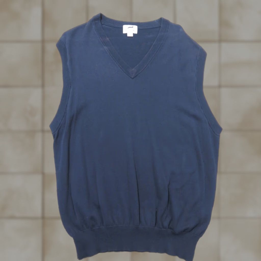 Vintage VINTAGE Slazenger Vest Cotton Navy Blue V-Neck Mens Large Knit Pullover Collarless Golf Spring Fall Winter Casual Business Size US L / EU 52-54 / 3 - 1 Thumbnail