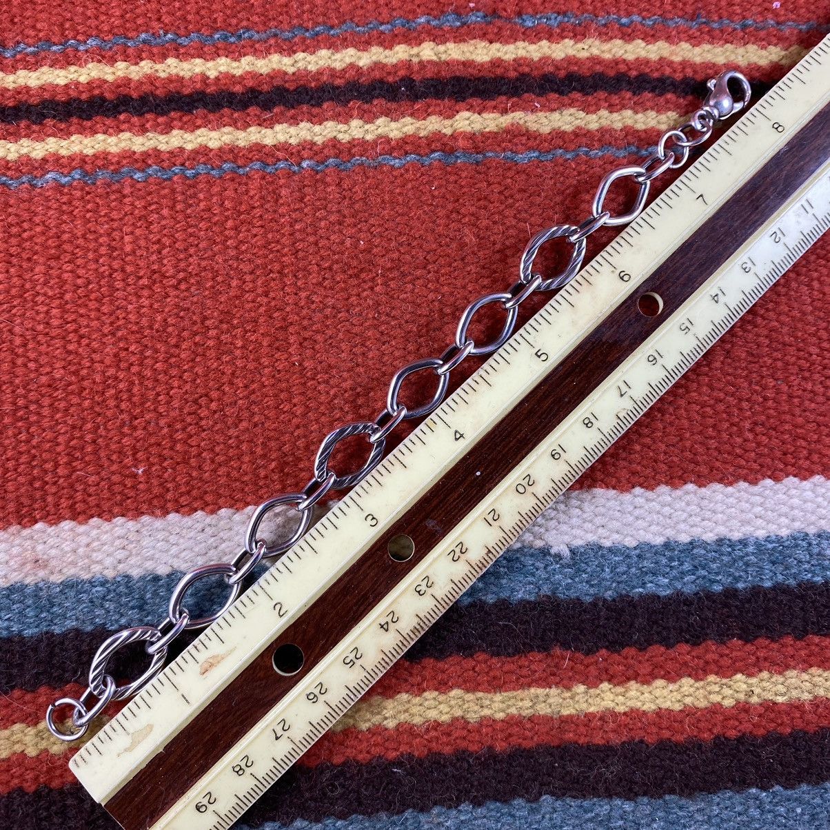 Vintage Vtg Italian Sterling Silver Chunky Oval Link Chain Bracelet Size ONE SIZE - 5 Thumbnail