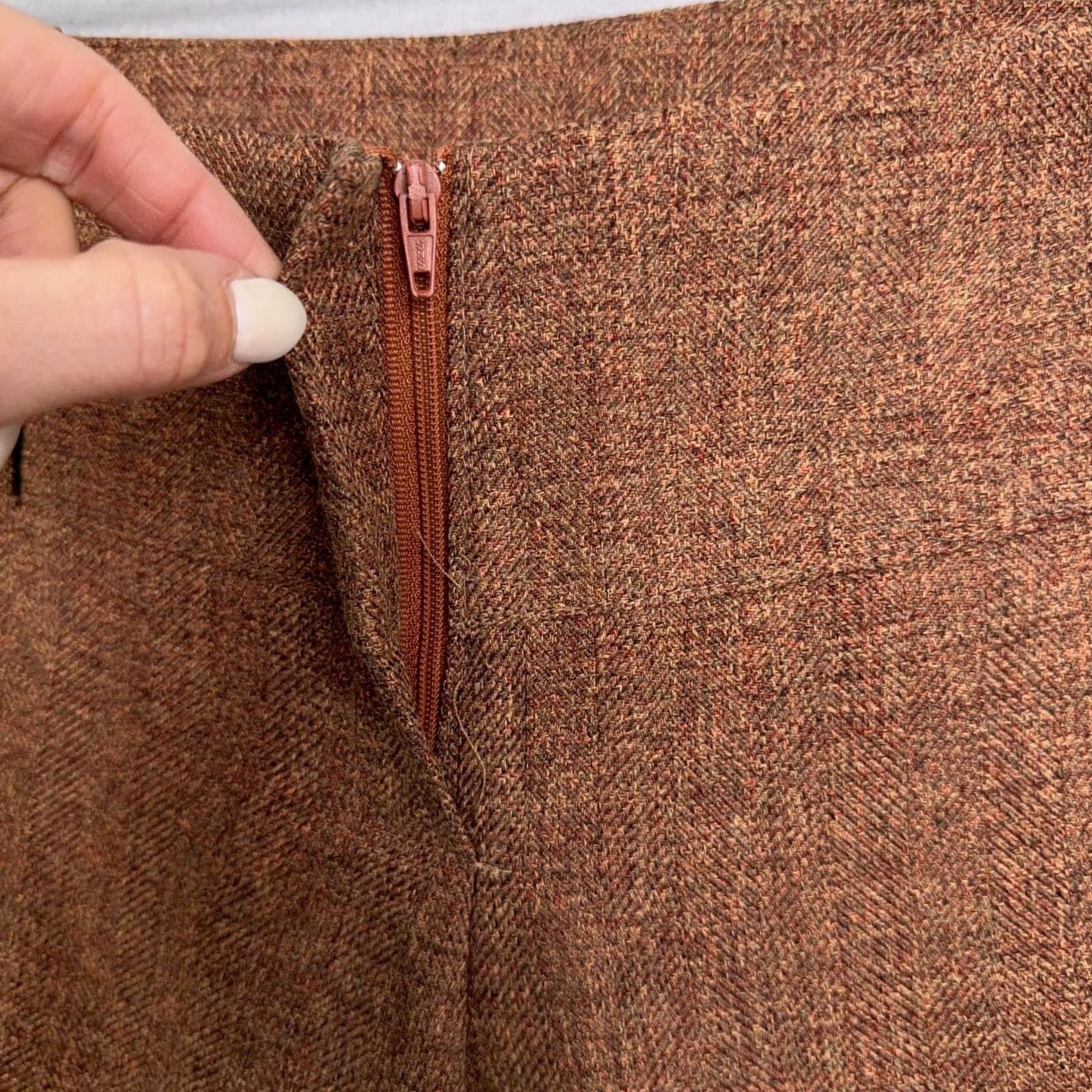 Vintage Spring Street Pants Womens 7 Brown Tweed Herringbone Wide-Leg Capri Casual 80s 90s Womens Size 28" / US 6 / IT 42 - 4 Thumbnail