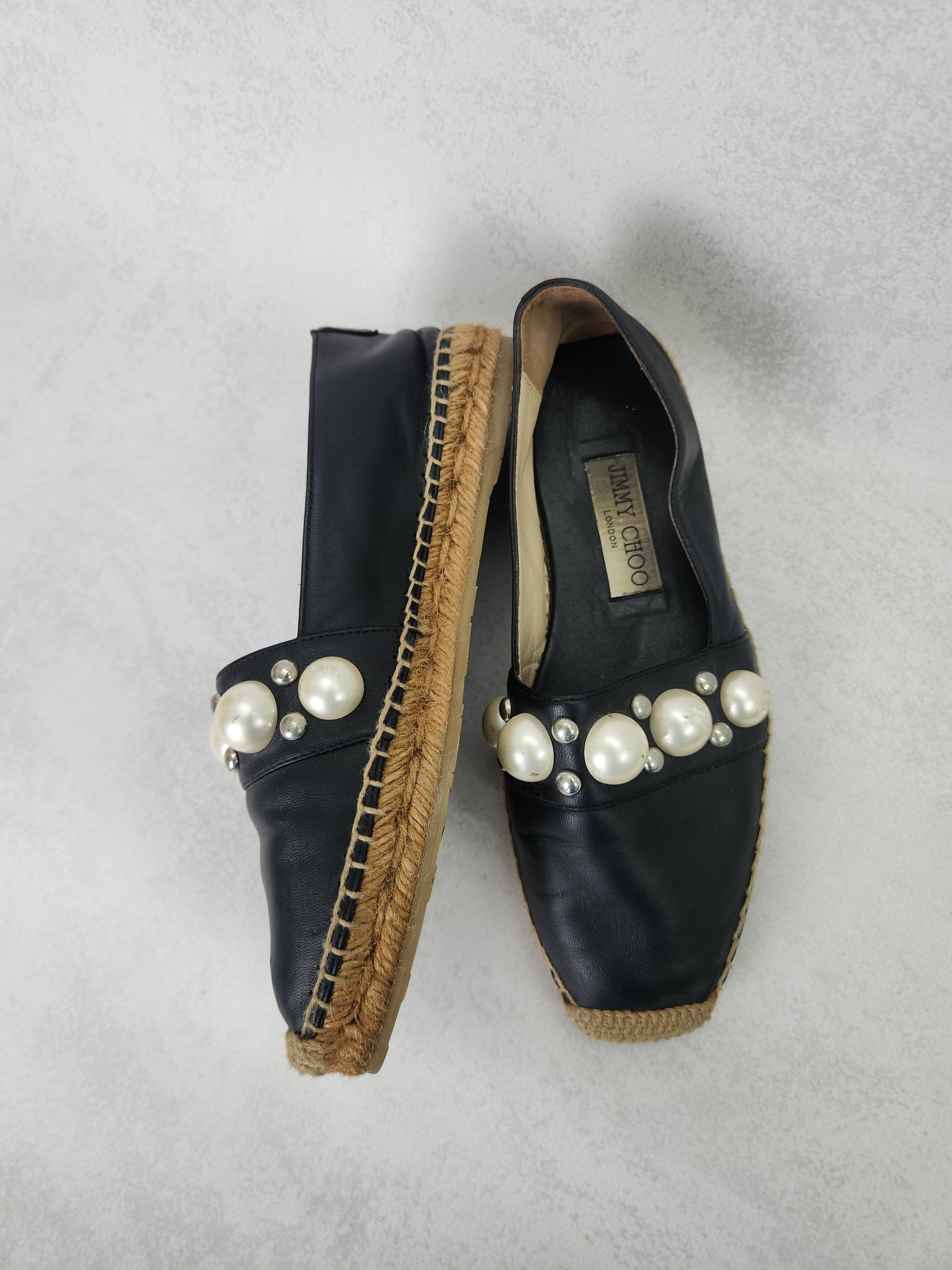 Jimmy Choo Jimmy Choo black leather espadrilles flats shoes Size US 5.5 / IT 35.5 - 4 Thumbnail