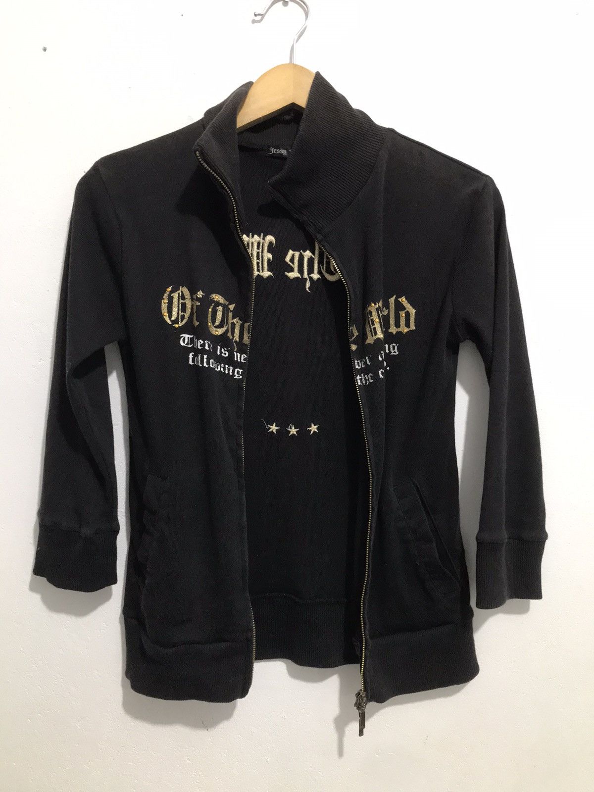 image of 14Th Addiction x Kmrii Jessy Logan Poem Y2K Jacket Ifsixwasnine Lgb Styled in Faded Black, Women's 