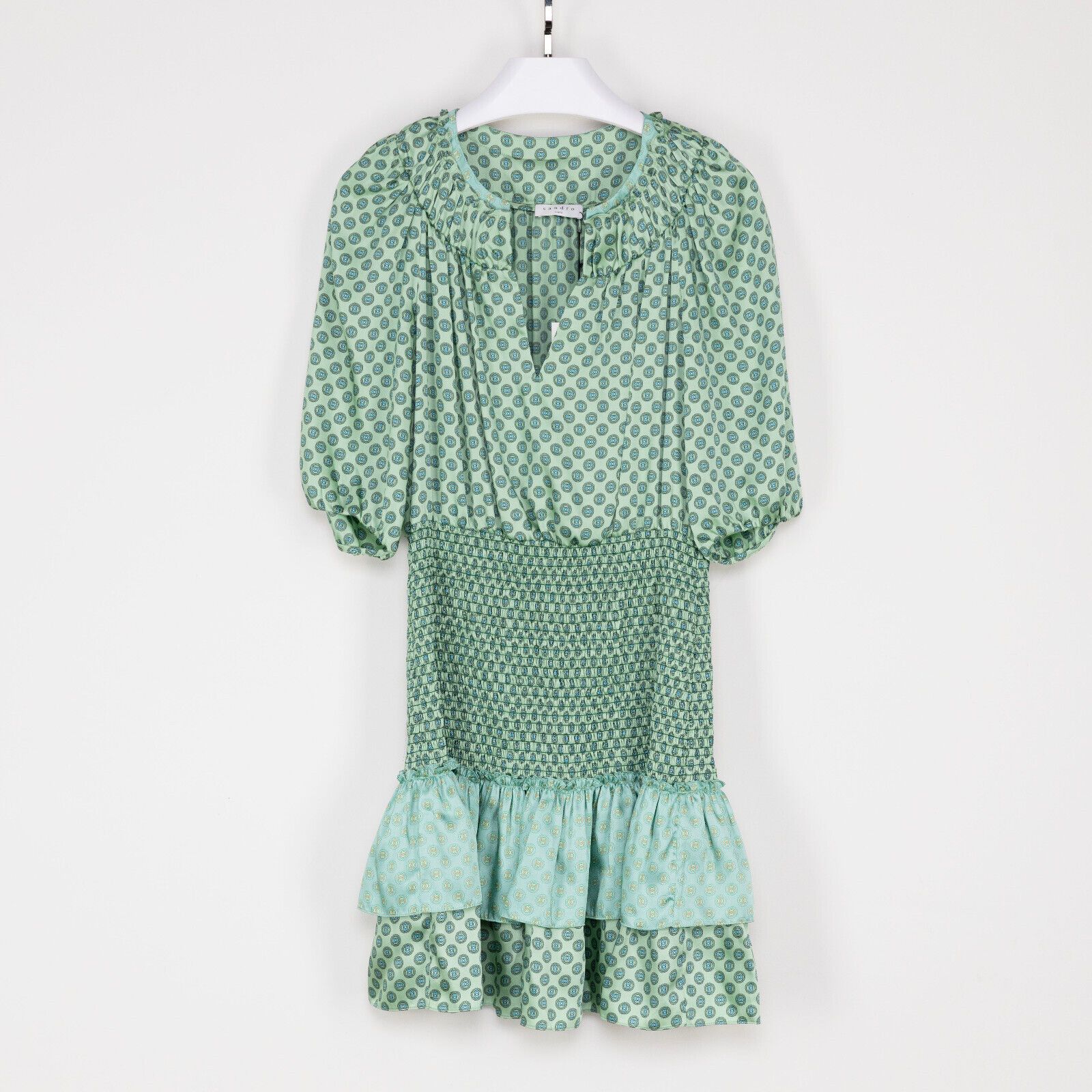 Sandro Sandro Women Sivan Smocked Mini Dress Menthe Size 42/10US Size L / US 10 / IT 46 - 3 Thumbnail