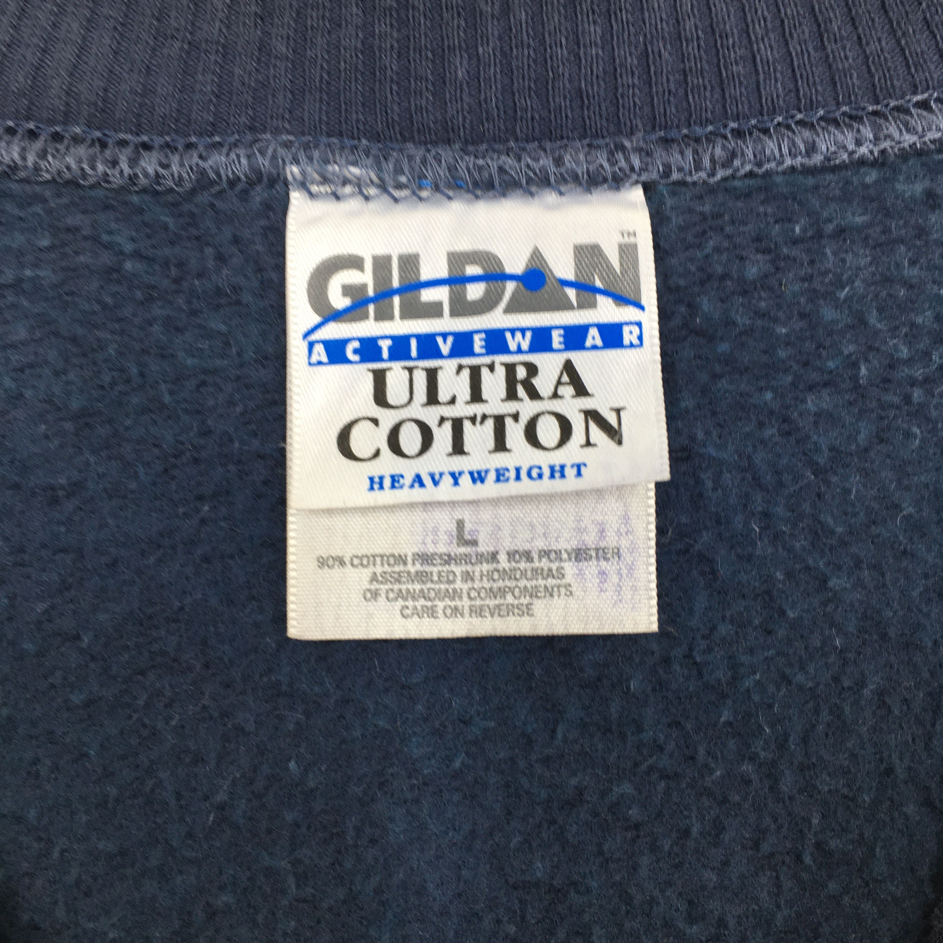 Gildan Vintage 90s Canada Usa Border Blue Sweatshirt Large Size US L / EU 52-54 / 3 - 3 Thumbnail