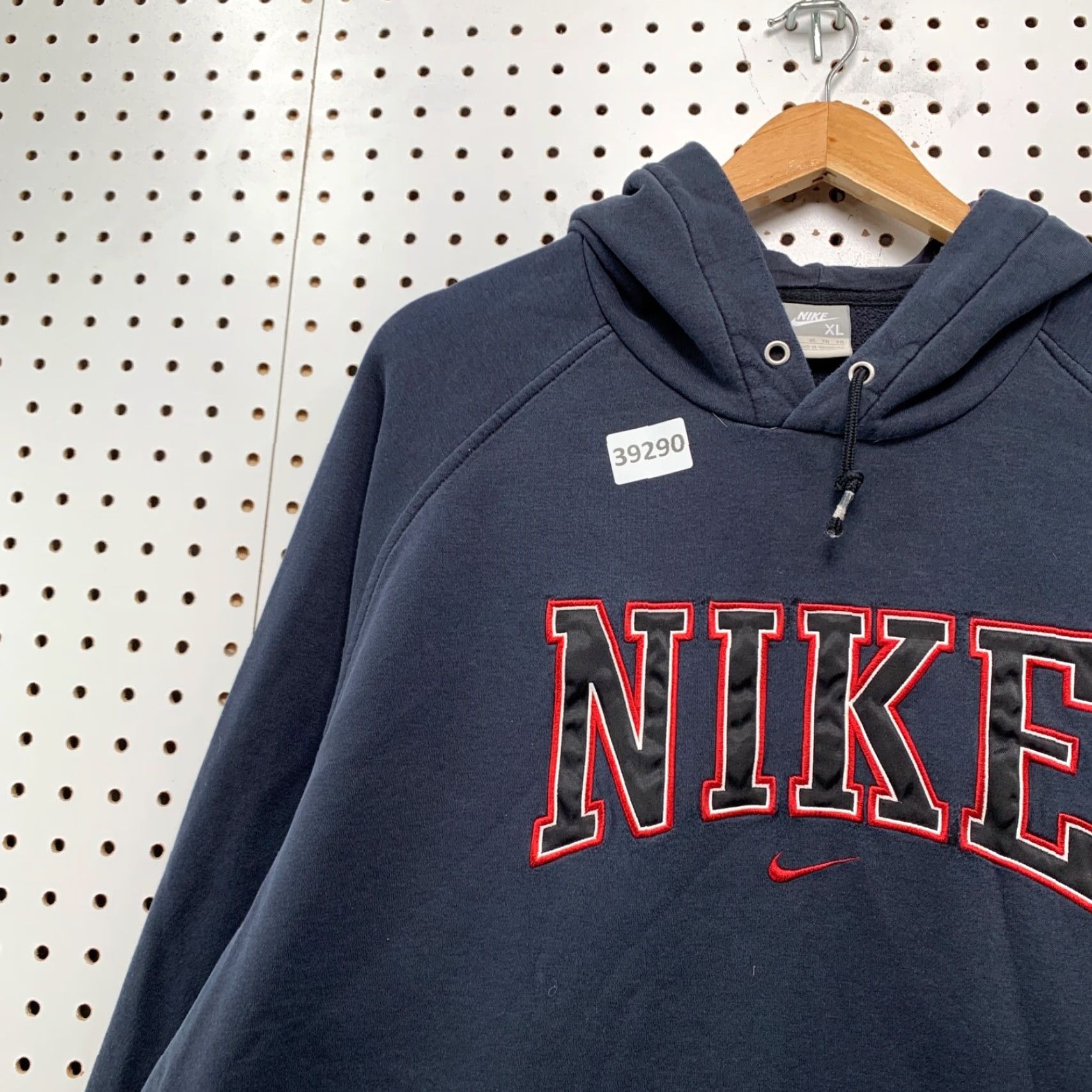 Nike VTG Nike Center Swoosh Hoodie Mens XL Blue Red Embroidered 25x27.5 Pullover Sweatshirt, Fleece, Classic Logo, 90s Style Size US XL / EU 56 / 4 - 6 Thumbnail