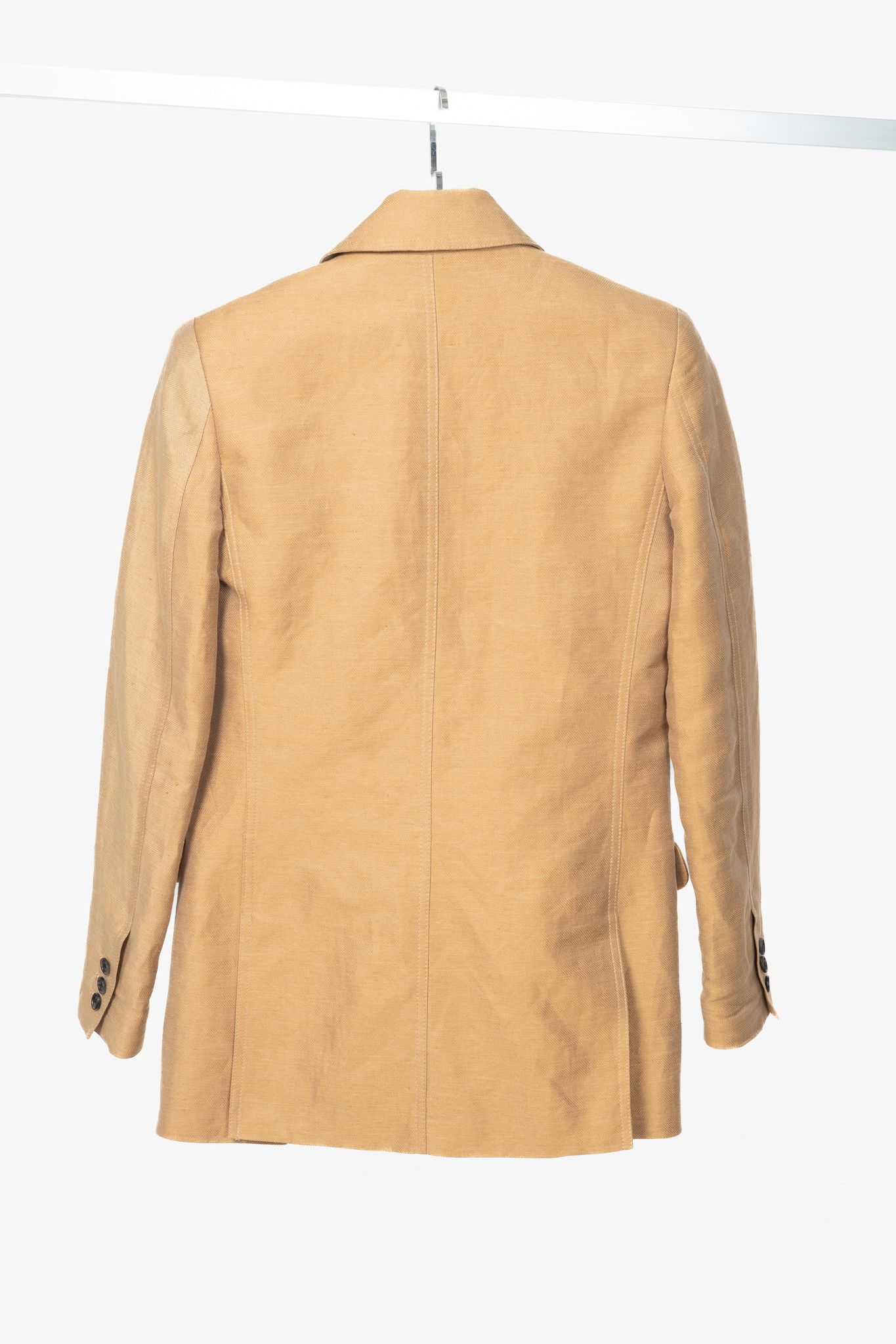 SMYTHE Smythe Tan Herringbone Oversized Double-Breasted Blazer Size XS / US 0-2 / IT 36-38 - 2 Thumbnail