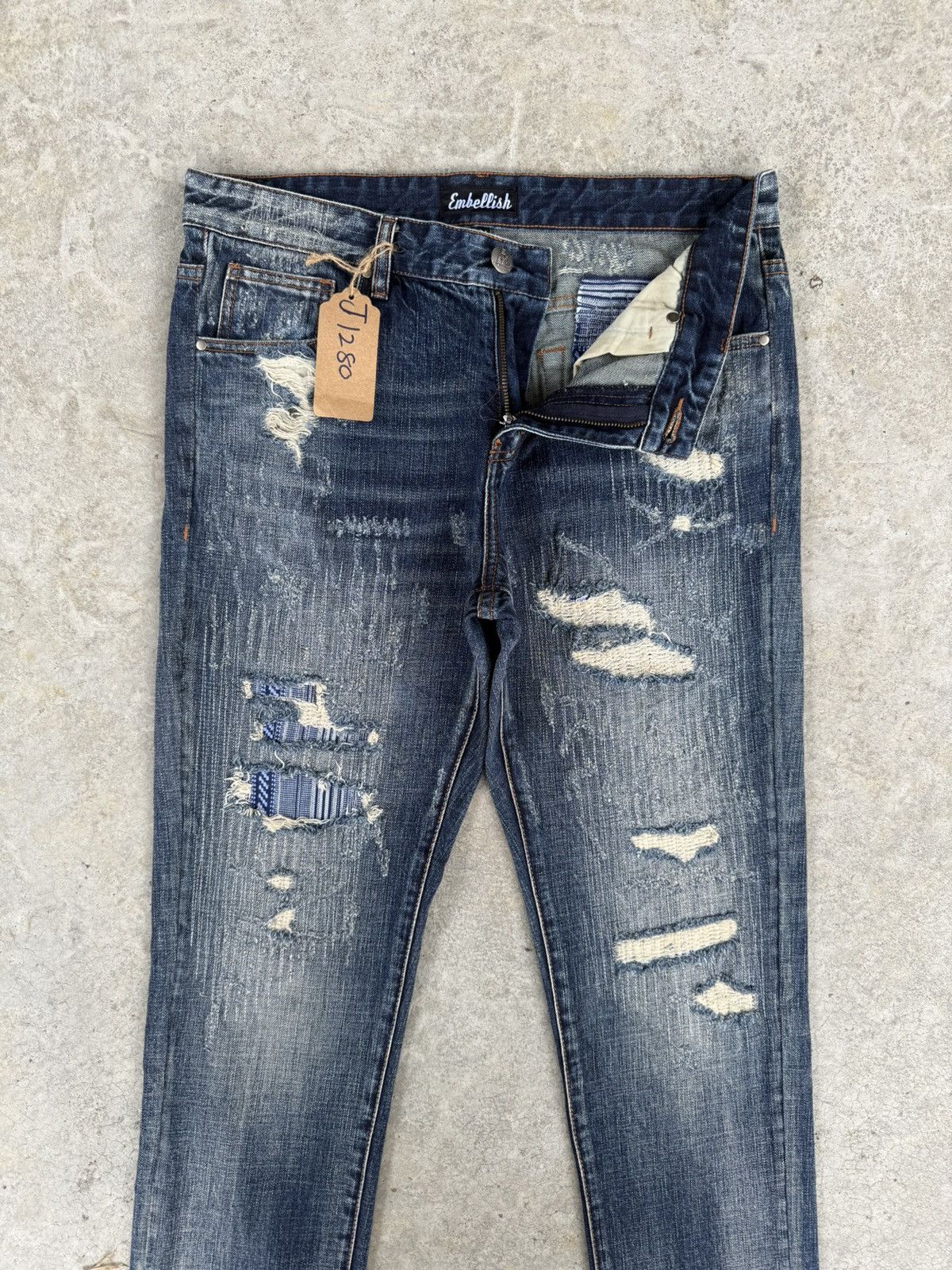 Embellish Japanese Embellish Boro Patchwork Distressed Slim Jeans Size US 34 / EU 50 - 3 Thumbnail