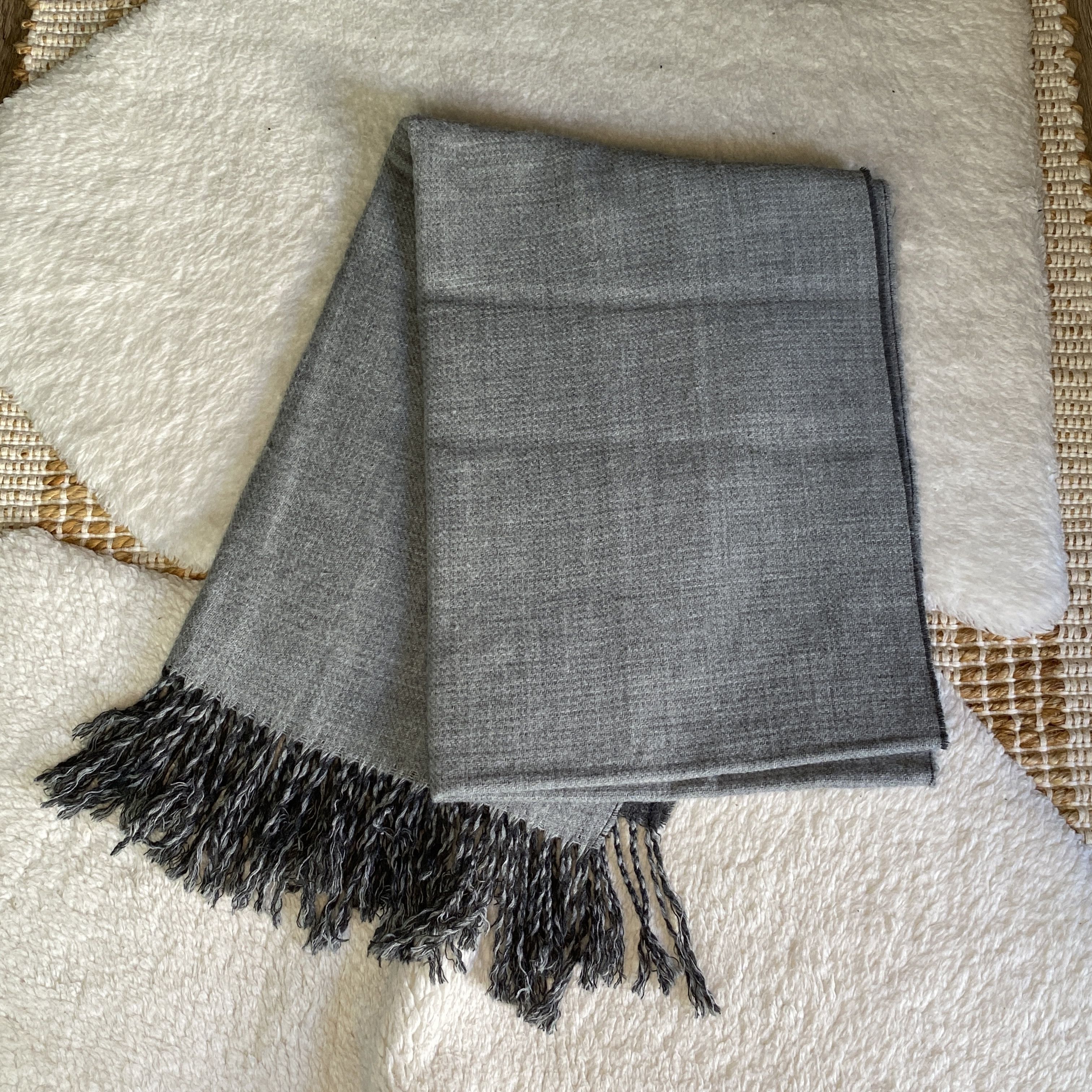 H&M H&M Reversible Black Gray Scarf 71x18 | Tassel Fringe Size ONE SIZE - 1 Thumbnail