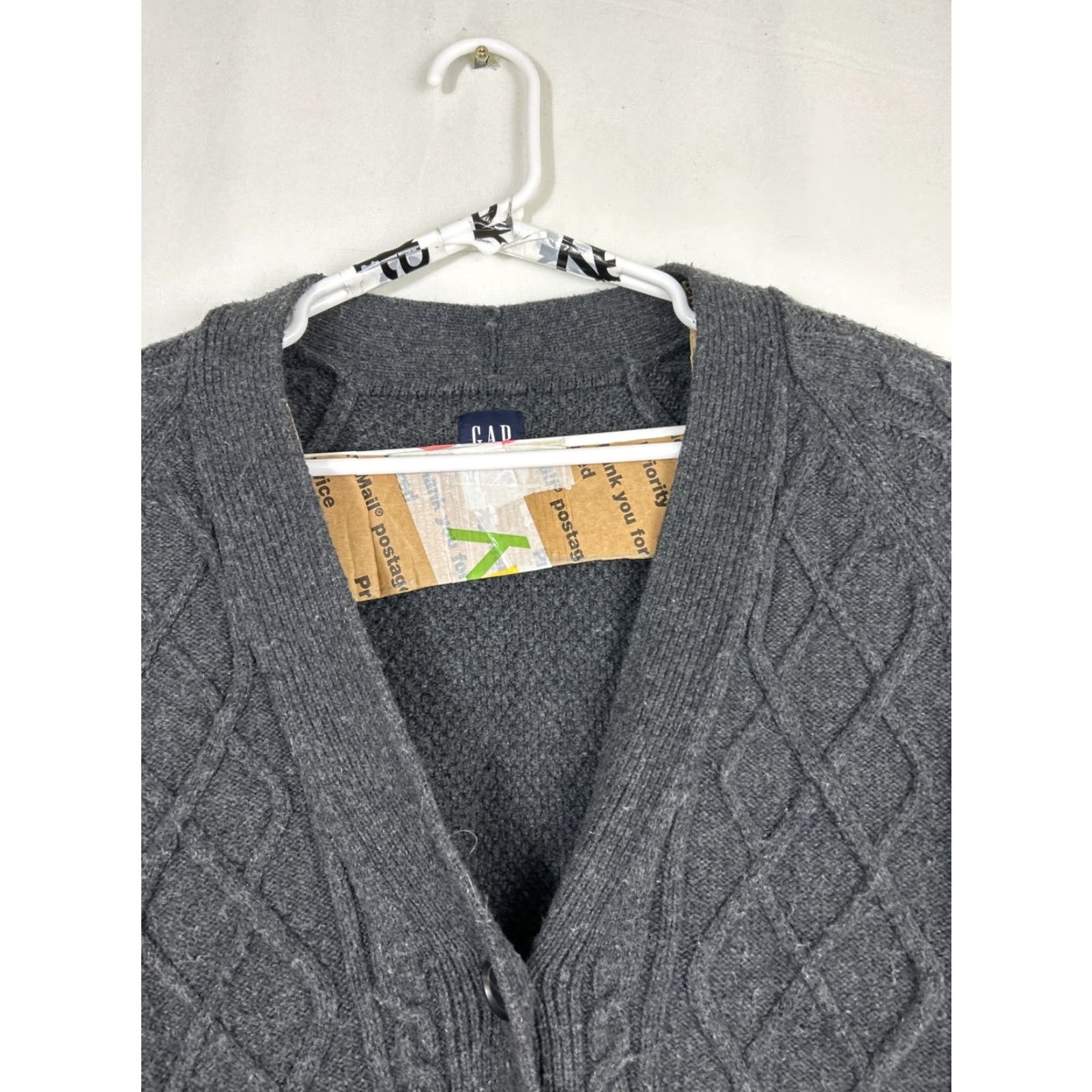 Gap Gap Cardigan Women Knit Wool Blend Open Front Cable-Knit Charcoal Gray Long Sleeve Medium Fall Winter Relaxed Casual Size M / US 6-8 / IT 42-44 - 3 Thumbnail