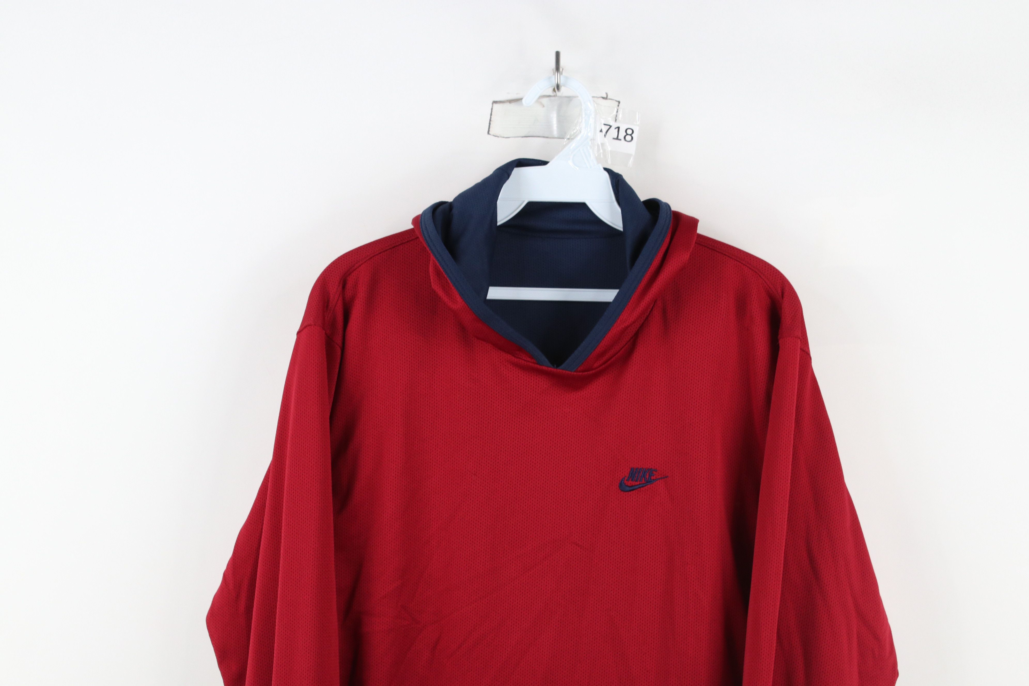Nike × Vintage Vintage Nike Mini Swoosh Reversible Knit Hoodie Red Blue Size US S / EU 44-46 / 1 - 2 Thumbnail