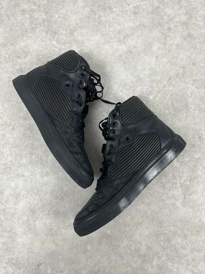 Balenciaga Balenciaga Monochrome Black High Leather Sneakers Size US 6 / EU 39 - 4 Thumbnail