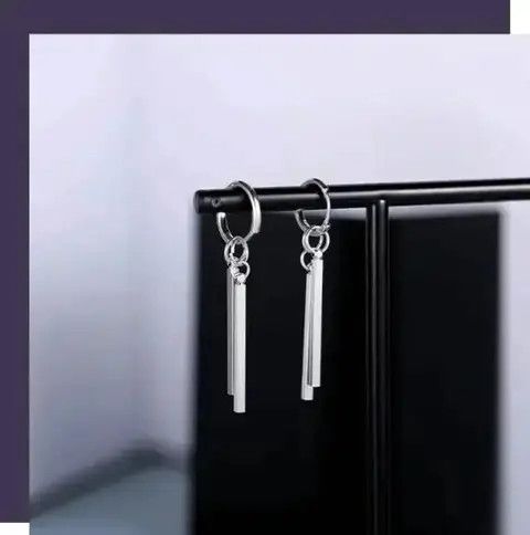 Sterling Silver Spinner Stainless Steel Hoop Earrings Size ONE SIZE - 2 Thumbnail