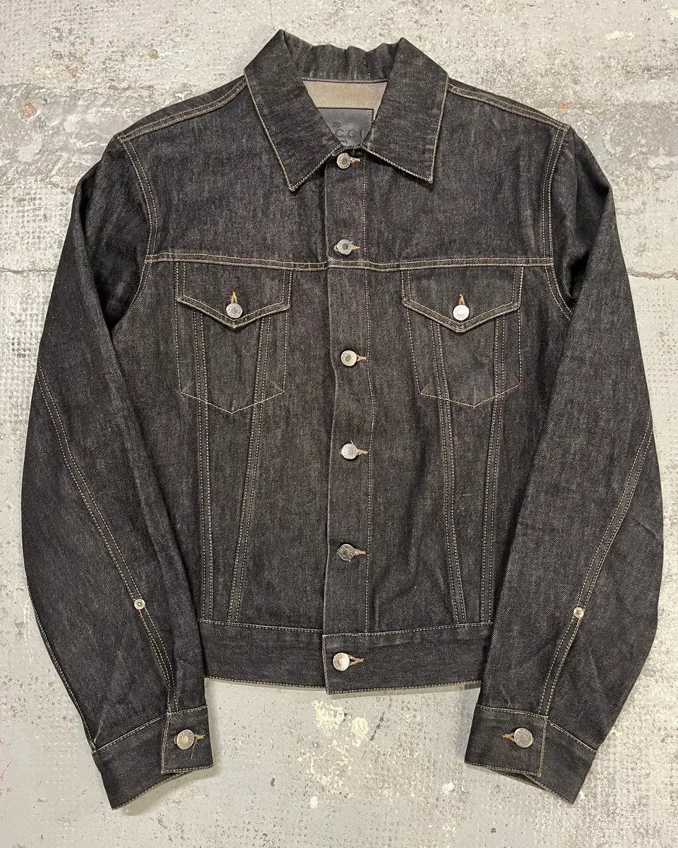Gucci 2000s Gucci Dark Grey Classy Denim Jacket Size US L / EU 52-54 / 3 - 1 Thumbnail