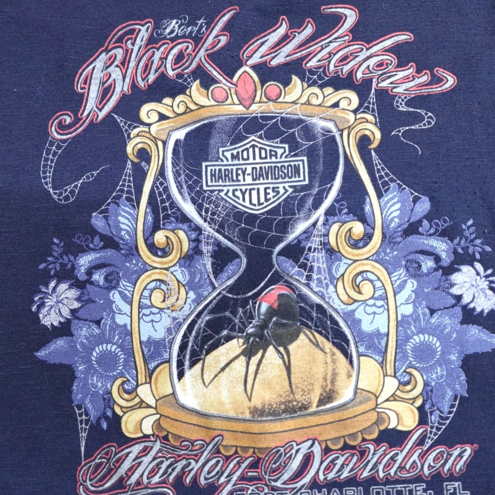 Harley Davidson Harley-Davidson Womens Shirt Large Blue Black Widow Port Charlotte FL Shirt Women L Blue Size L / US 10 / IT 46 - 2 Thumbnail